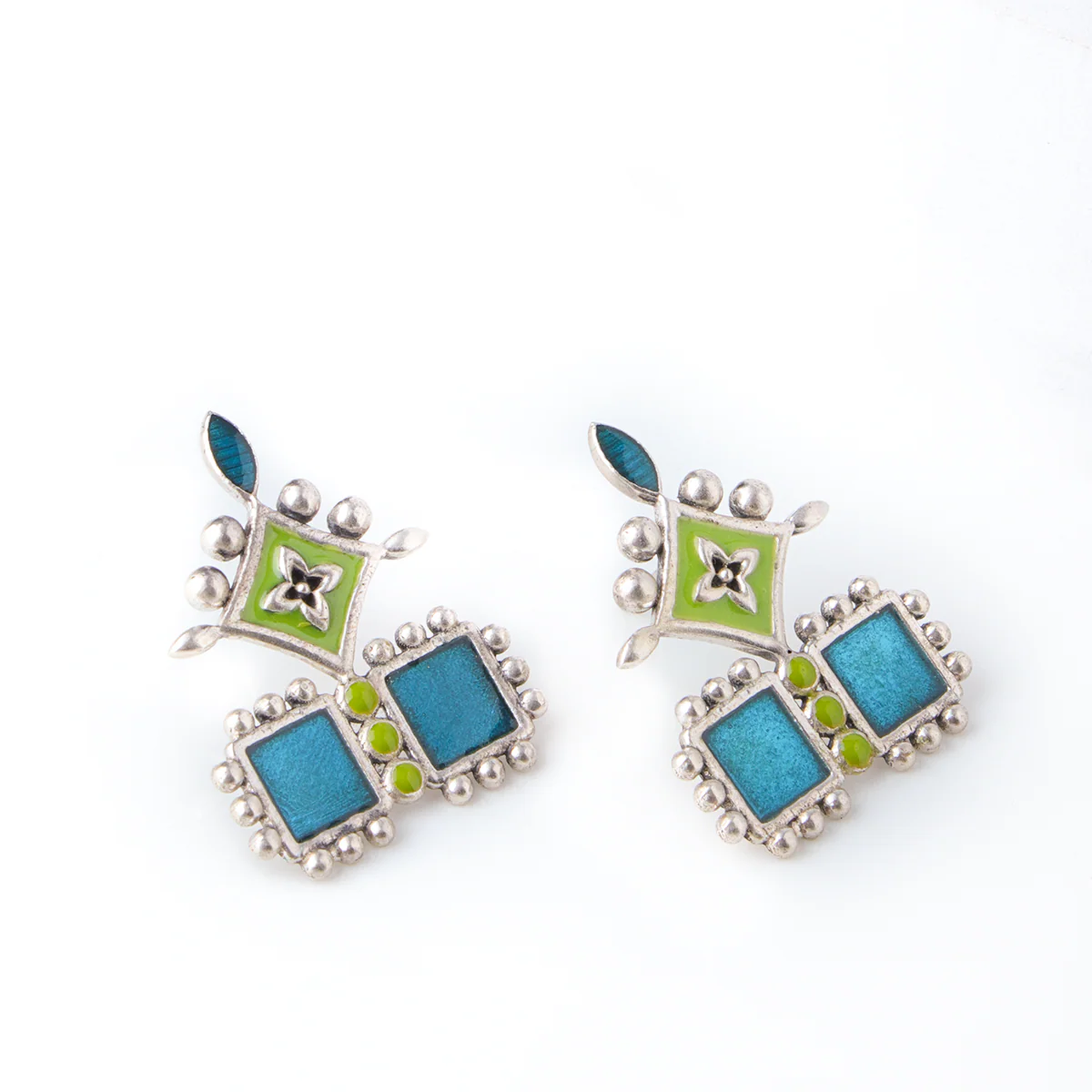 Aakriti Silver Stud Earrings by MOHA - Image 4