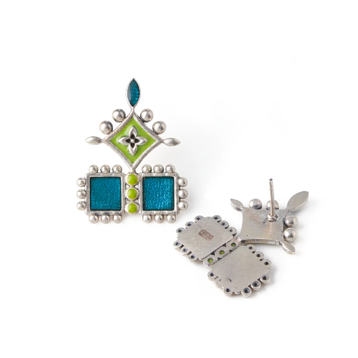 Aakriti Silver Stud Earrings by MOHA - Image 7