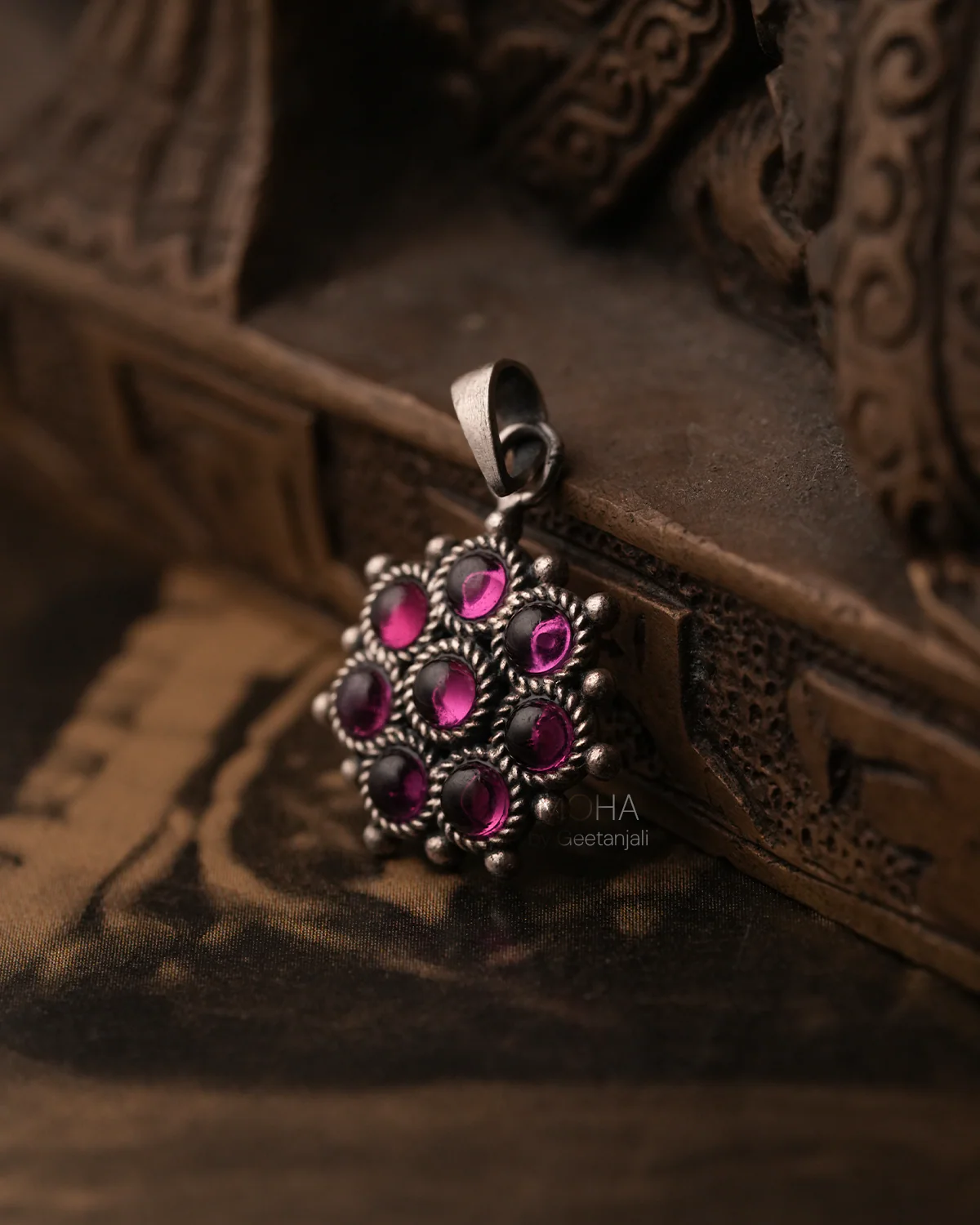 Adaa Pink Silver Pendant by MOHA (Only Pendant) - Image 3