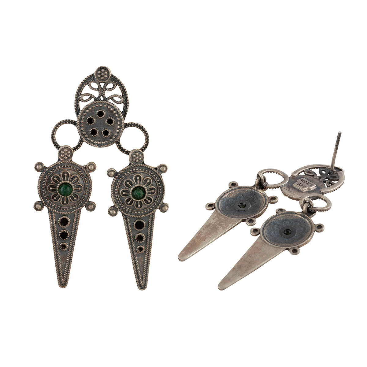 Ahir Silver Earrings With Black Meenakari by MOHA - Image 4