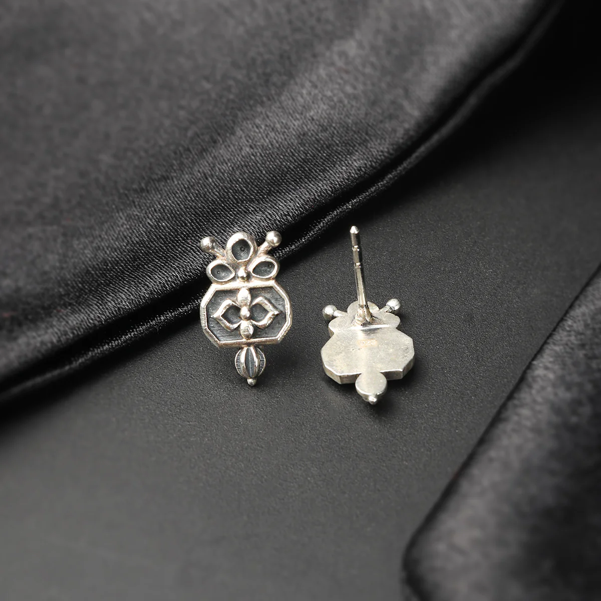 Alpana Silver Stud Earrings by MOHA - Image 2