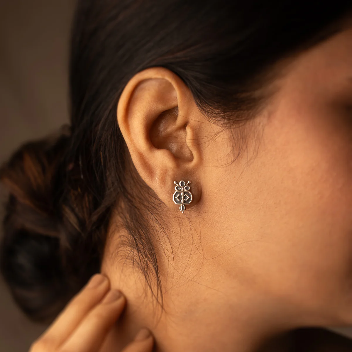 Alpana Silver Stud Earrings by MOHA - Image 3