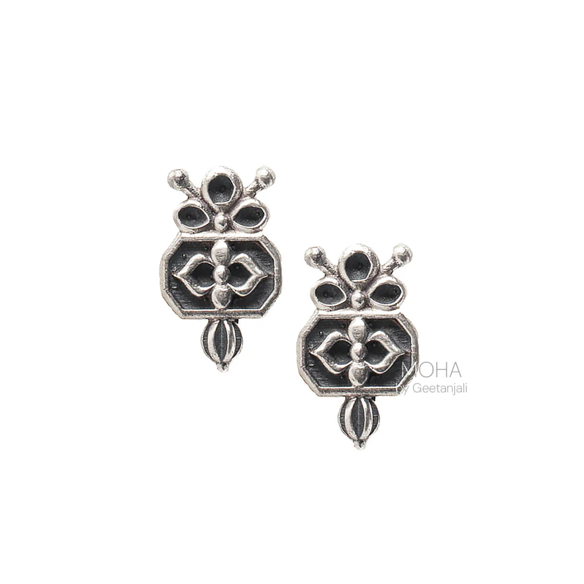 Alpana Silver Stud Earrings by MOHA - Image 4