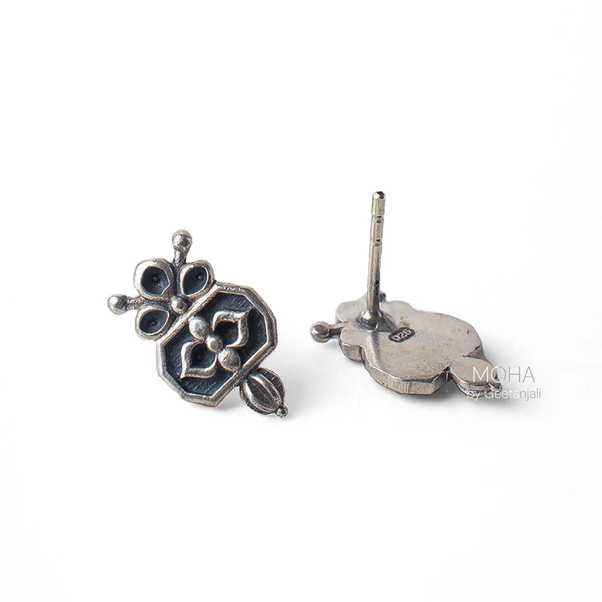Alpana Silver Stud Earrings by MOHA - Image 5