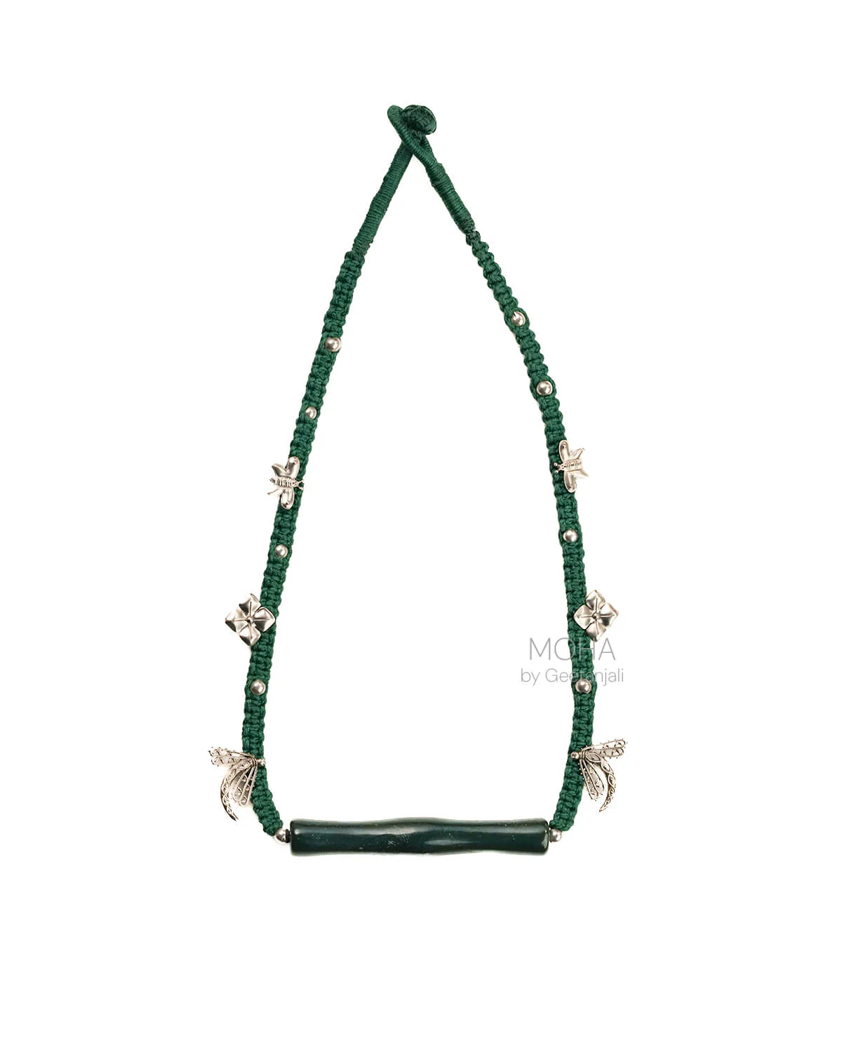 Aranya Green stone Silver Necklace by Moha - Image 8