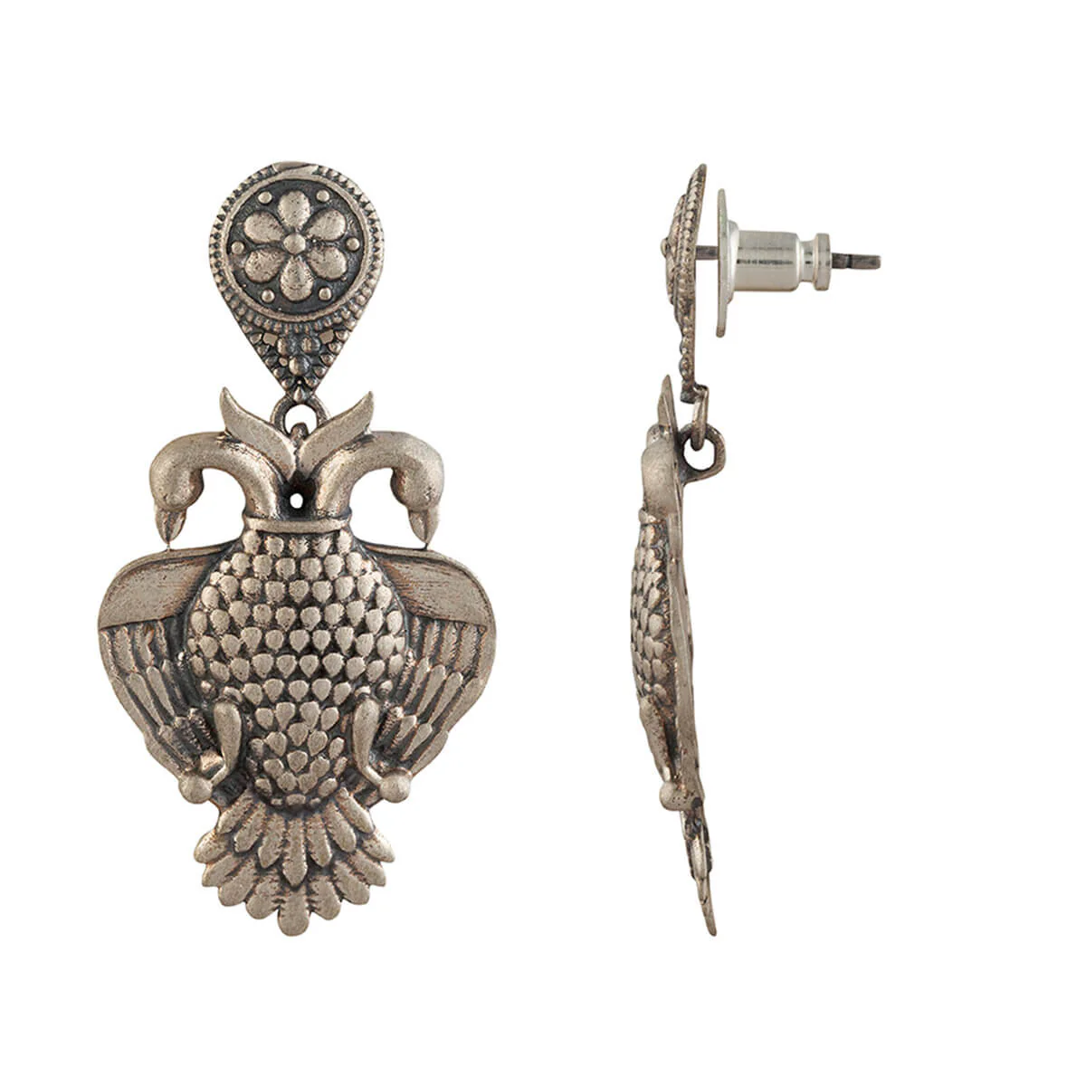 Aras (Gandabherunda) Silver Stud Earrings - Big by MOHA - Image 5