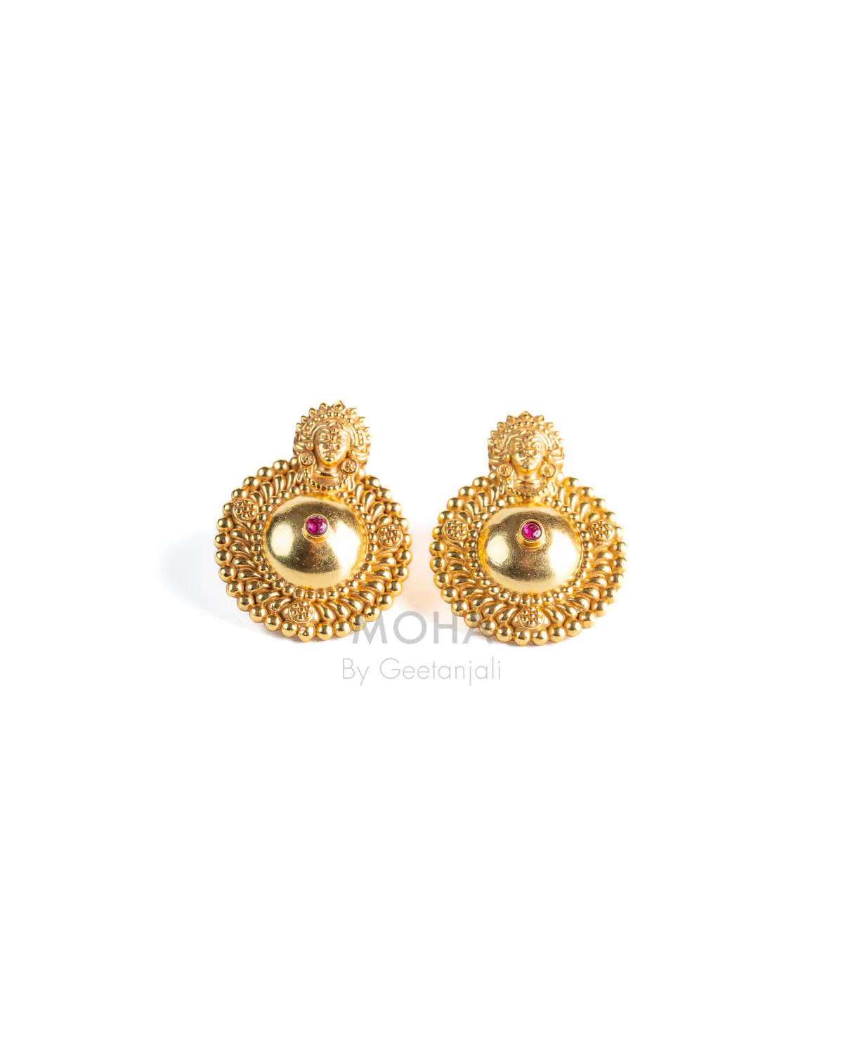 Bhavya Saaj Silver Stud (Gold plated) Earrings by MOHA - Image 10