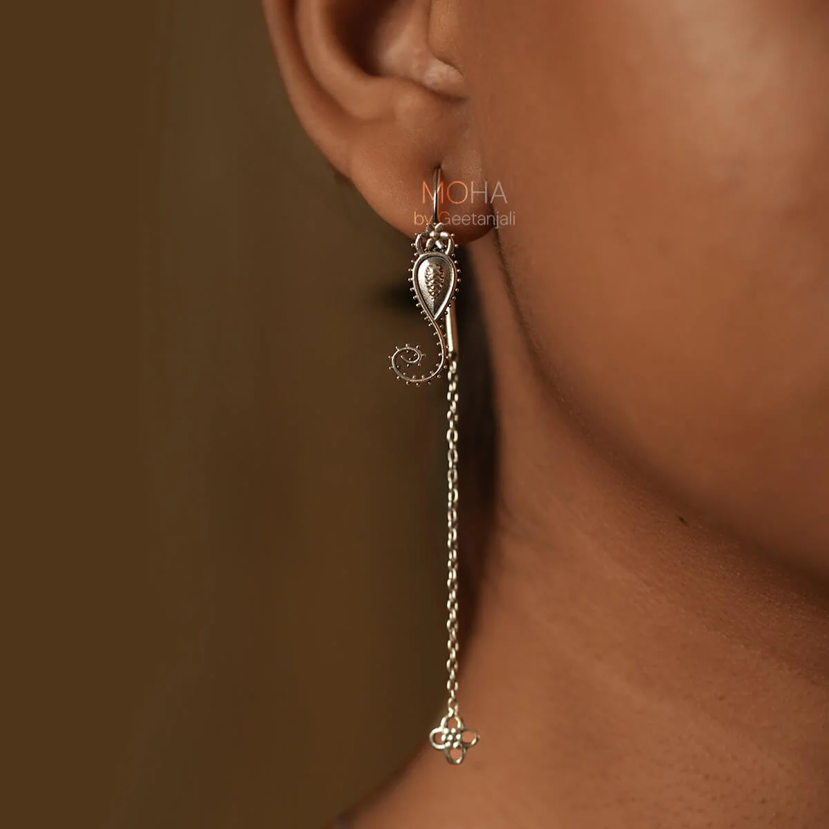 Bichchhu Silver Sui Dhaga Earrings by MOHA - Image 2