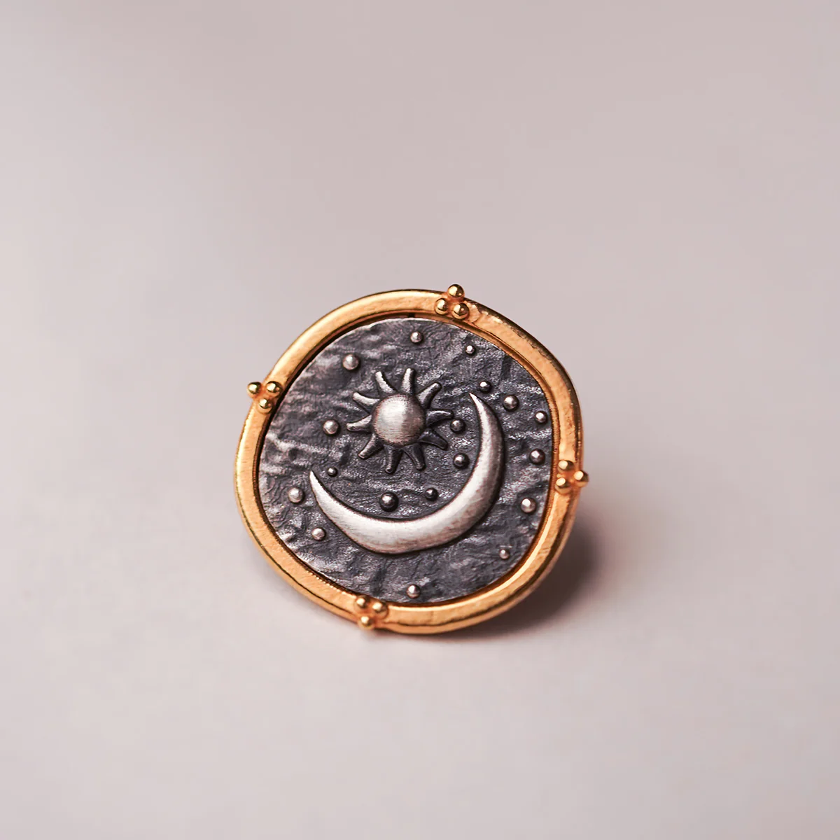 Celestial Duo Silver Brooch pin by MOHA - Image 4