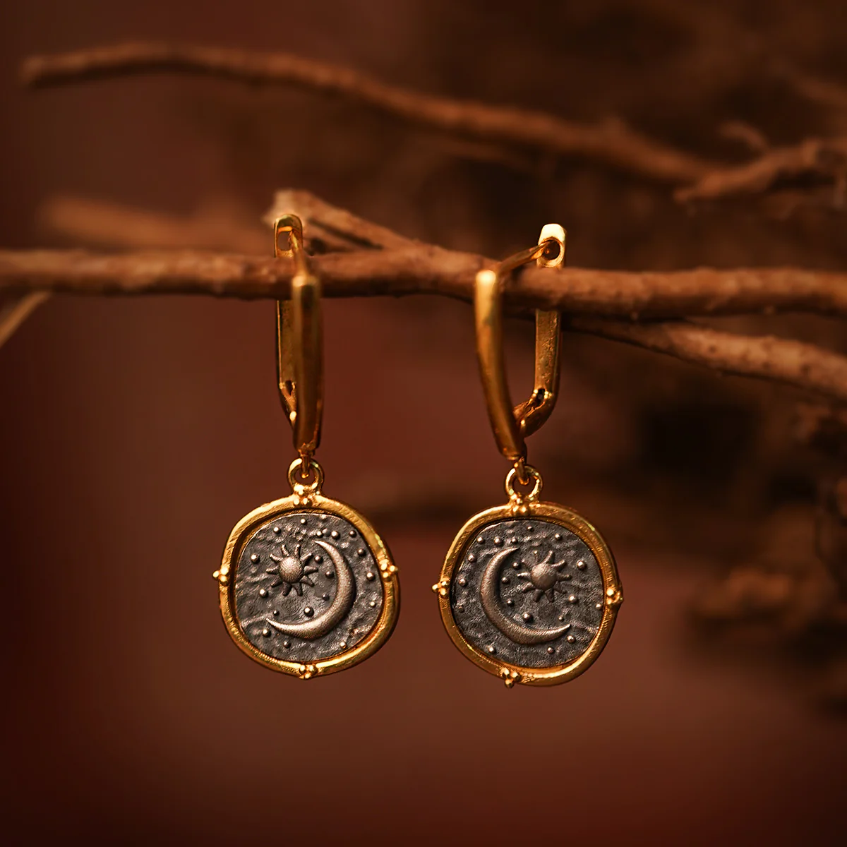 Celestial Duo Silver Earrings by MOHA