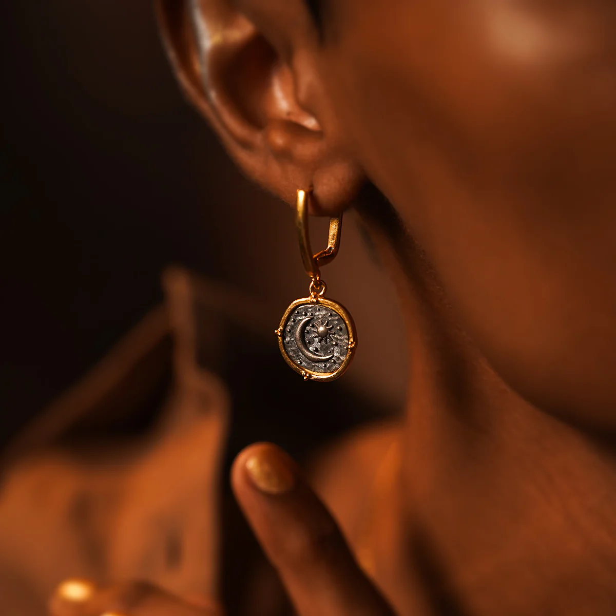 Celestial Duo Silver Earrings by MOHA - Image 2