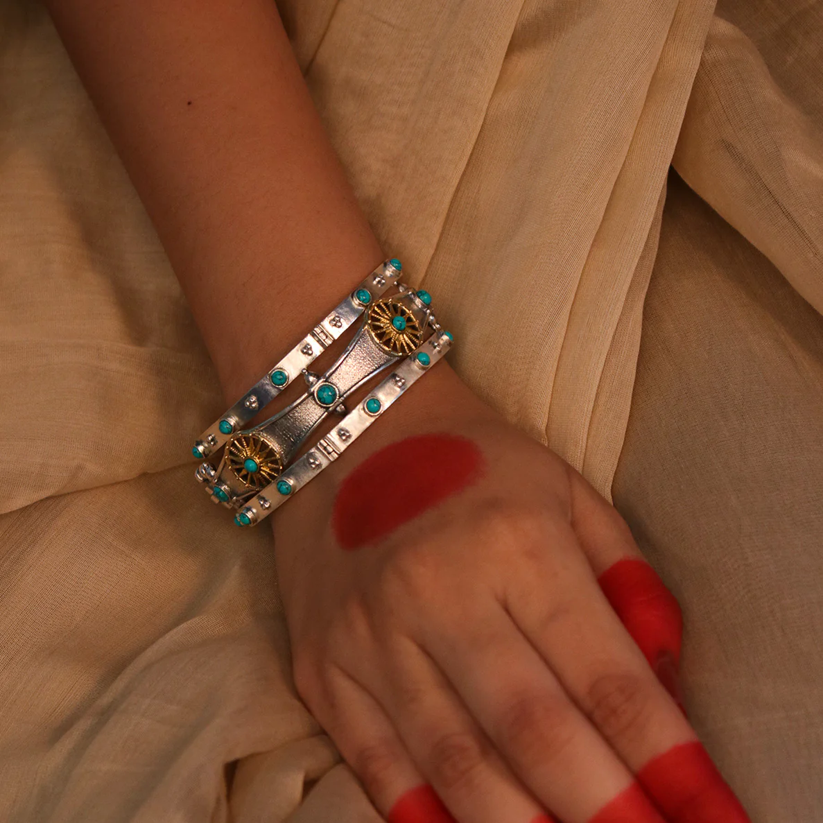 Chakra Valaya Silver Bangle by MOHA - Image 4