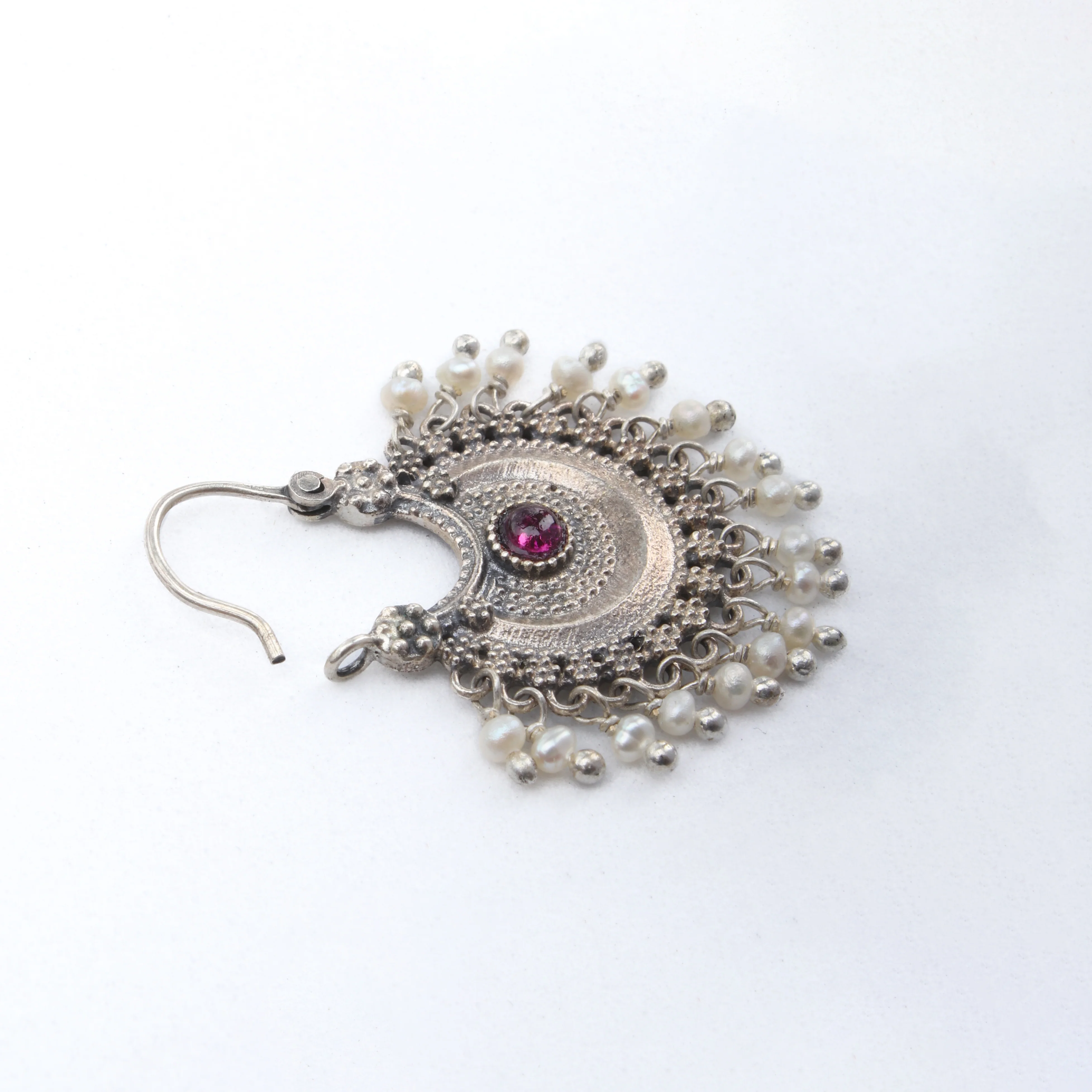 Chandbali Silver Bugadi Pierced (Single, Pink) By Moha - Image 3