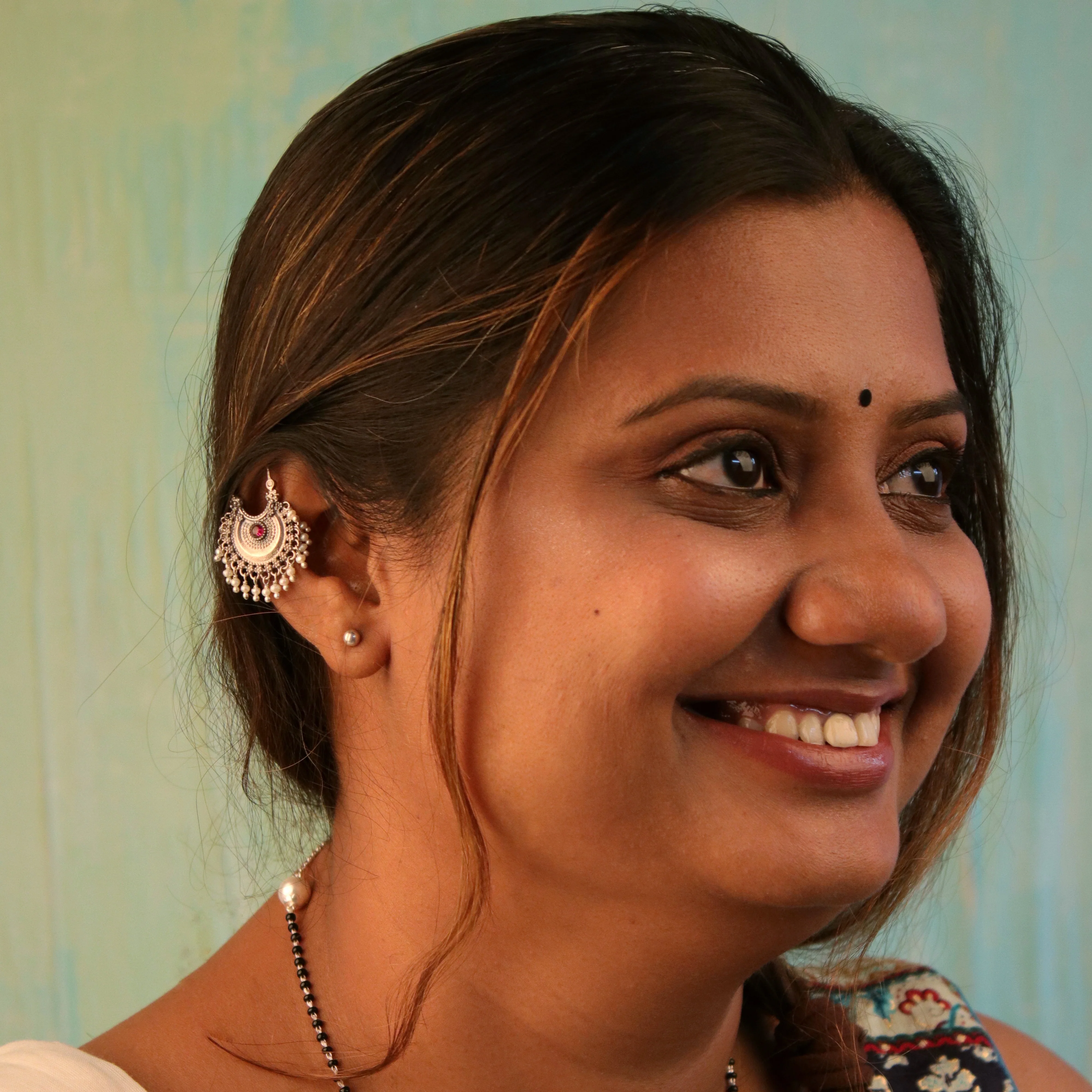 Chandbali Silver Bugadi Pierced (Single, Pink) By Moha - Image 5