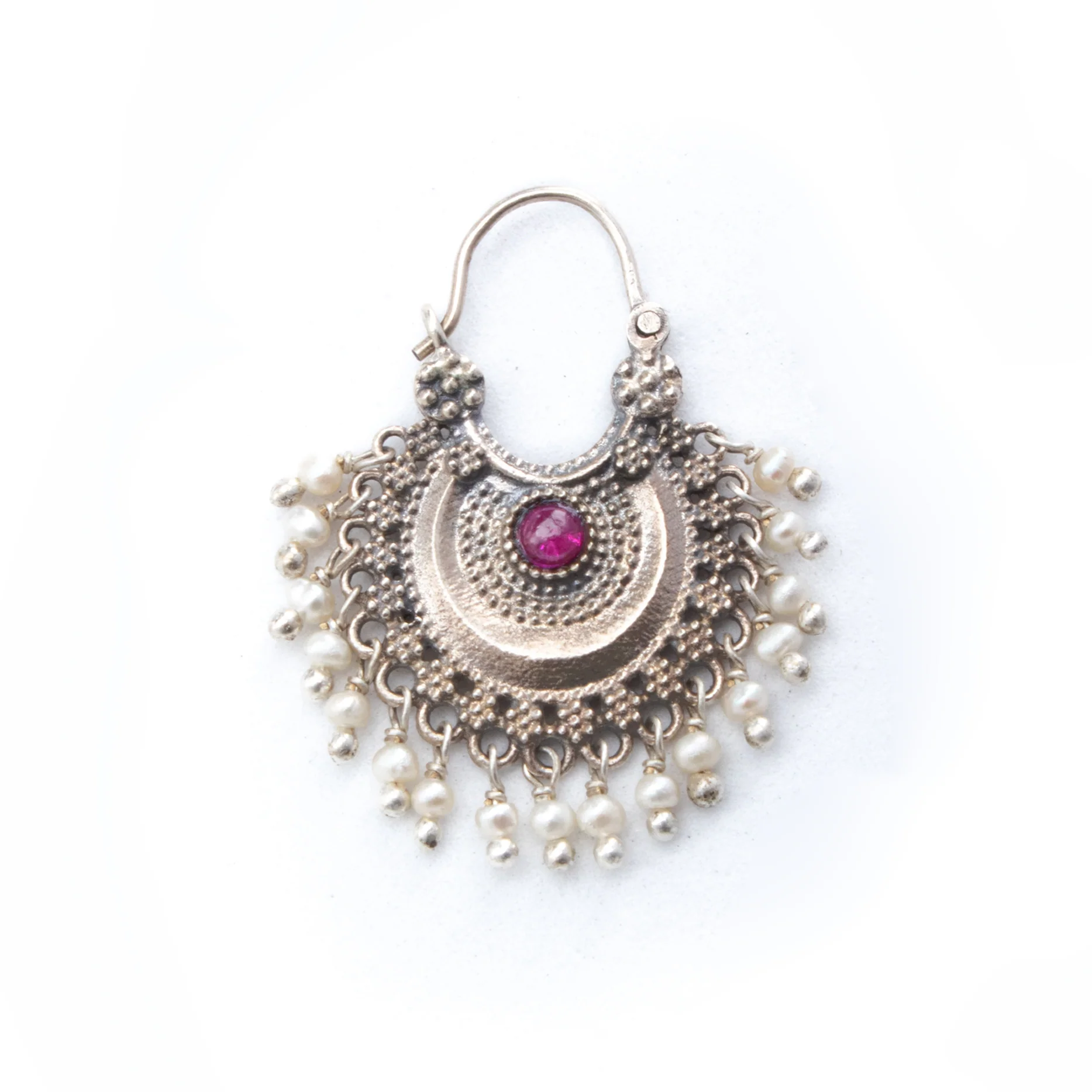 Chandbali Silver Bugadi Pierced (Single, Pink) By Moha - Image 6
