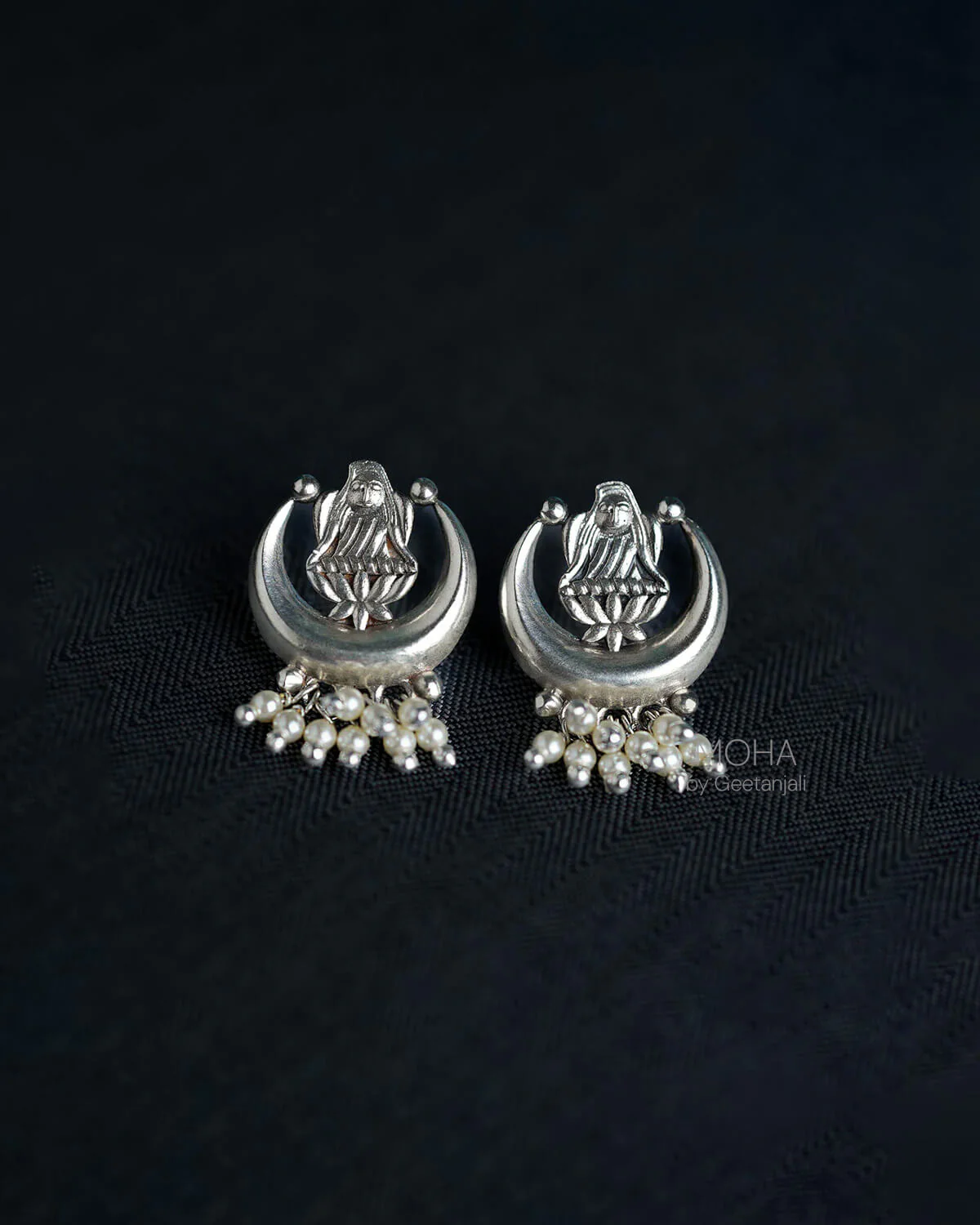 Chandra Lakshmi Silver Stud Earrings by Moha
