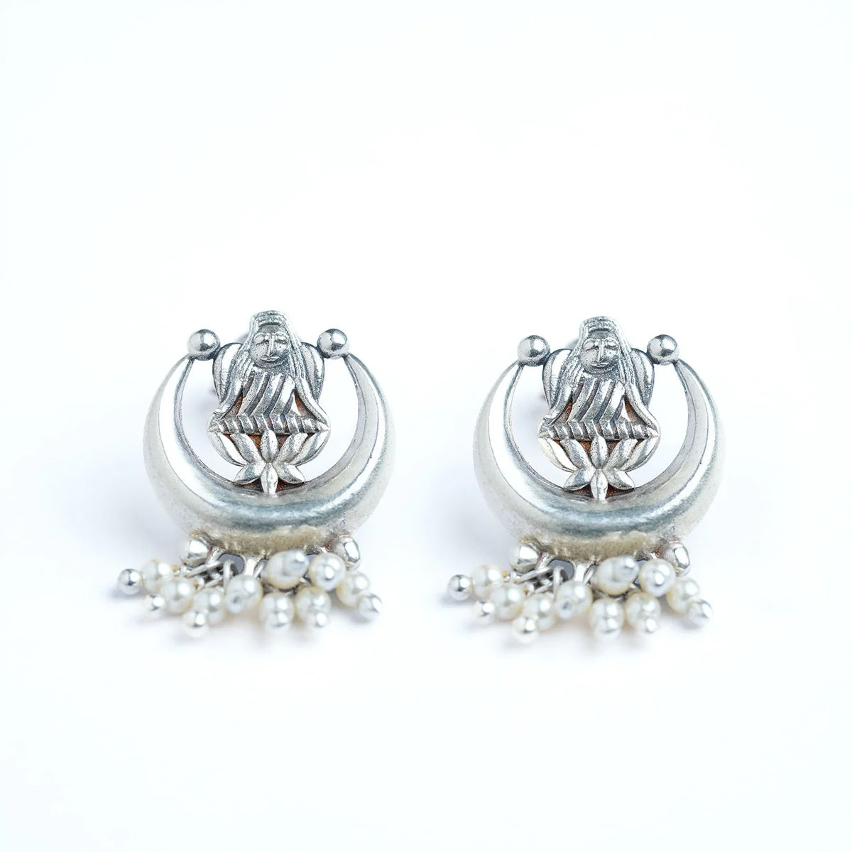 Chandra Lakshmi Silver Stud Earrings by Moha - Image 2