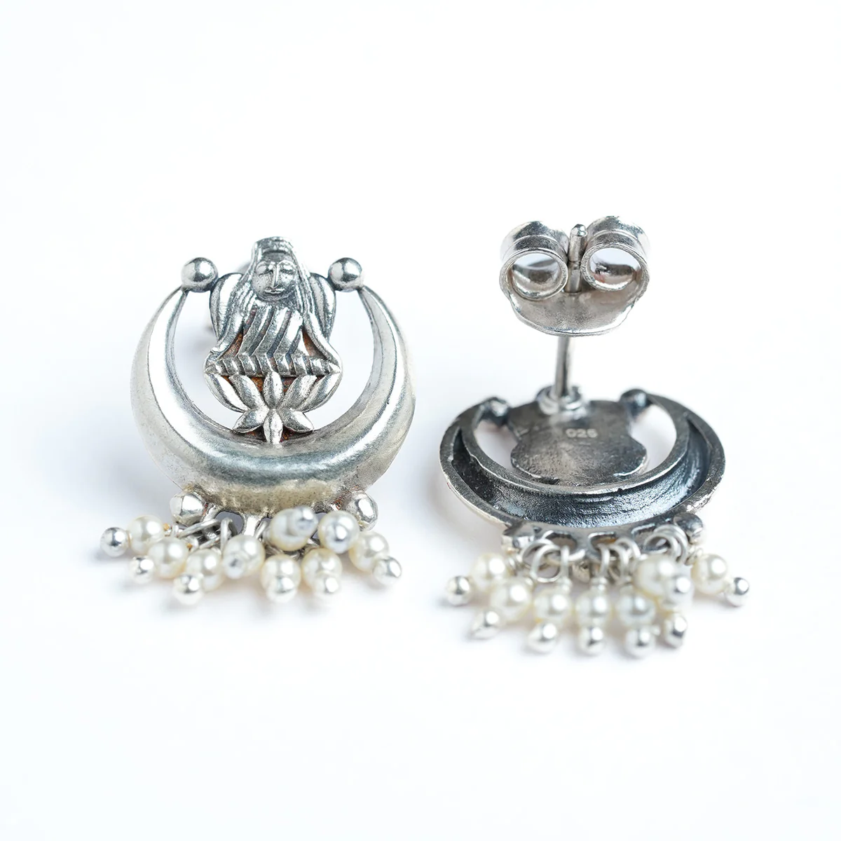 Chandra Lakshmi Silver Stud Earrings by Moha - Image 5