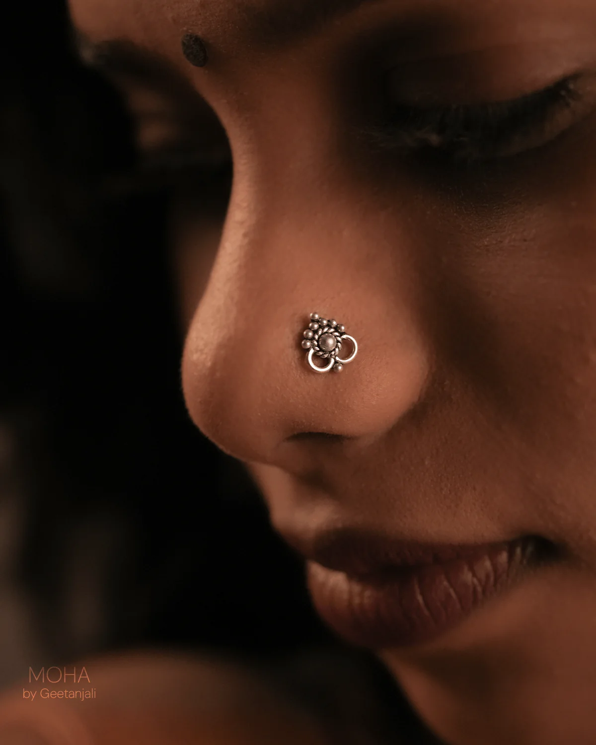 Chhavi Silver Nosepin by MOHA - Image 2