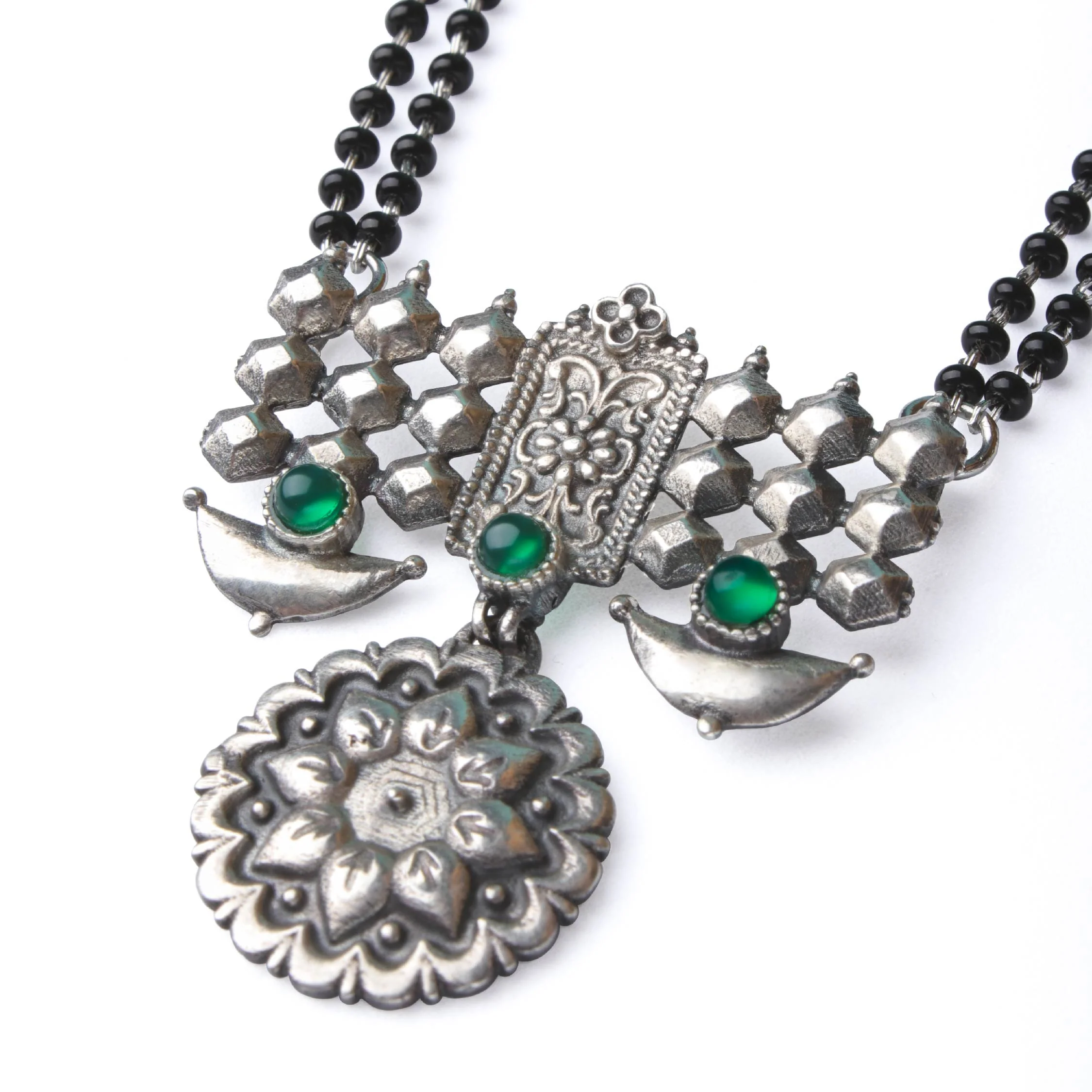 Dulari Silver Mangalsutra [Green] by MOHA - Image 4