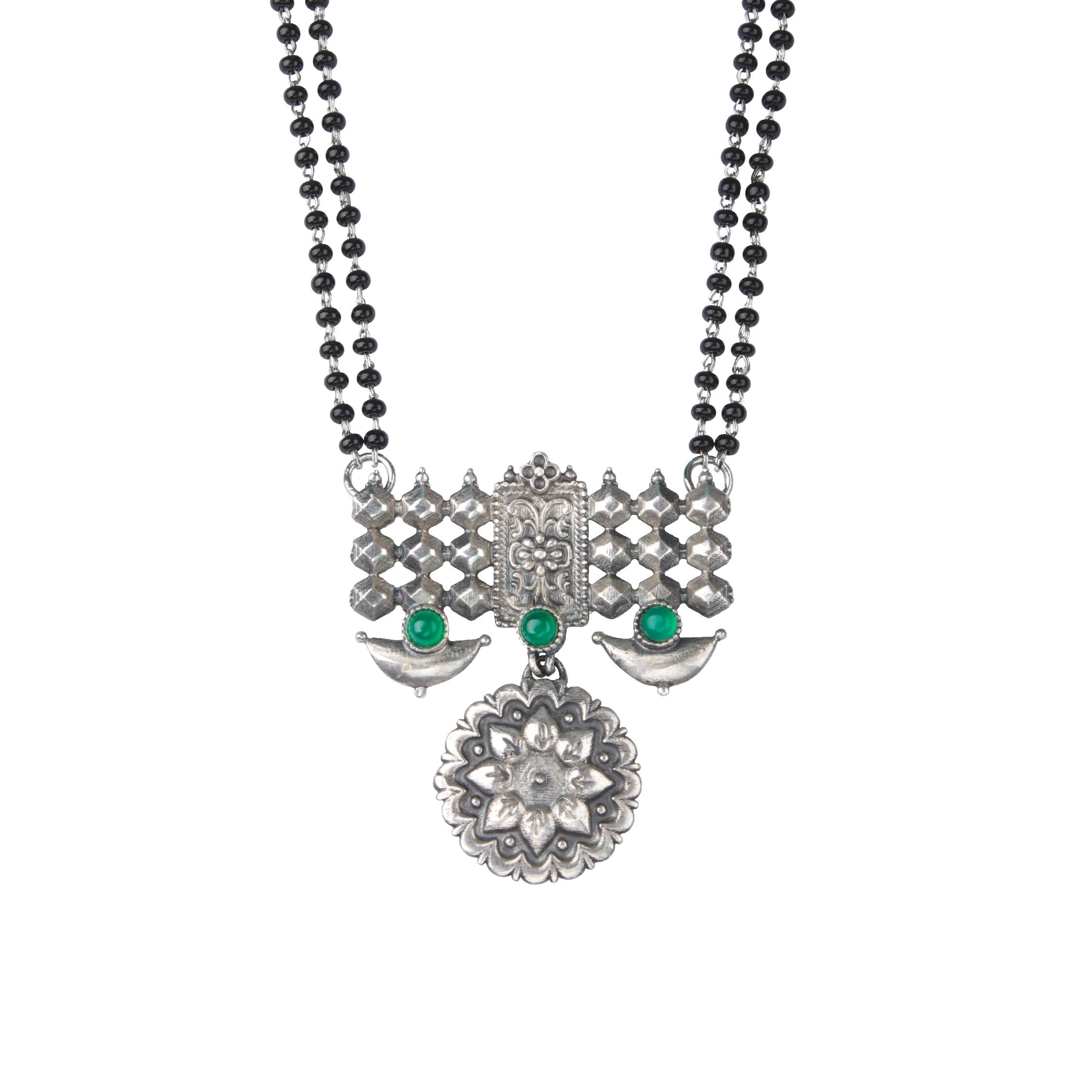 Dulari Silver Mangalsutra [Green] by MOHA - Image 5