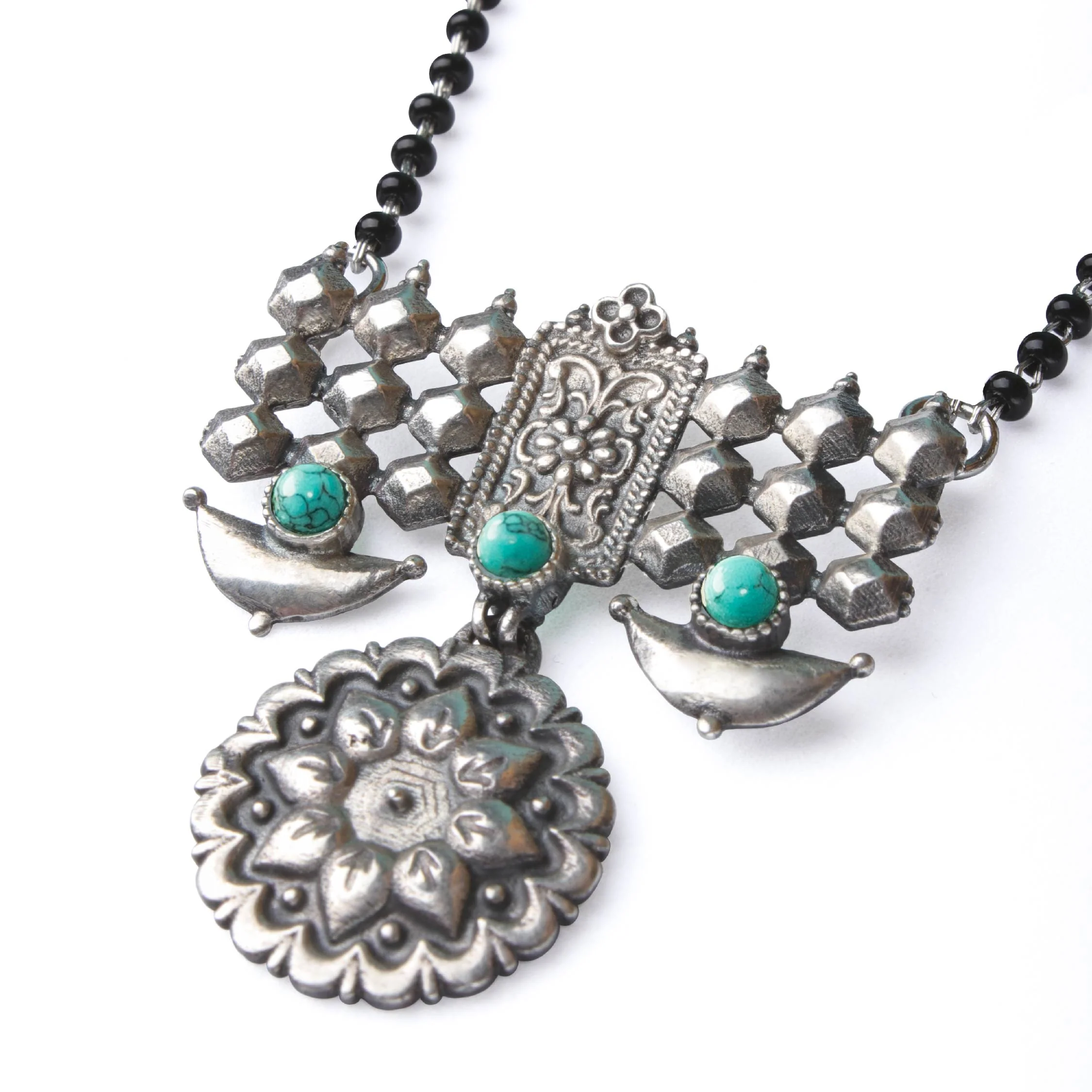 Dulari Silver Mangalsutra [Turquoise] by MOHA - Image 3