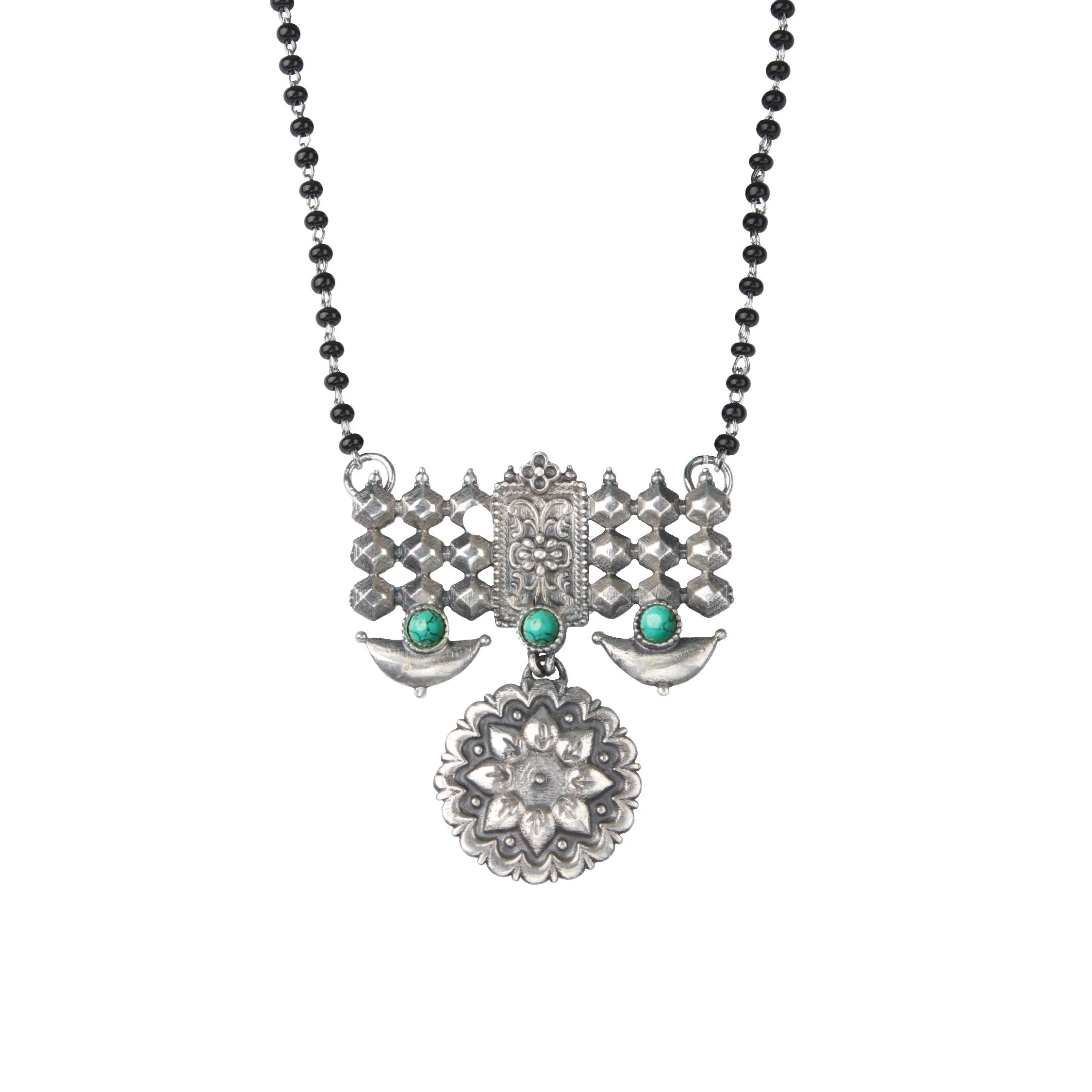 Dulari Silver Mangalsutra [Turquoise] by MOHA - Image 5