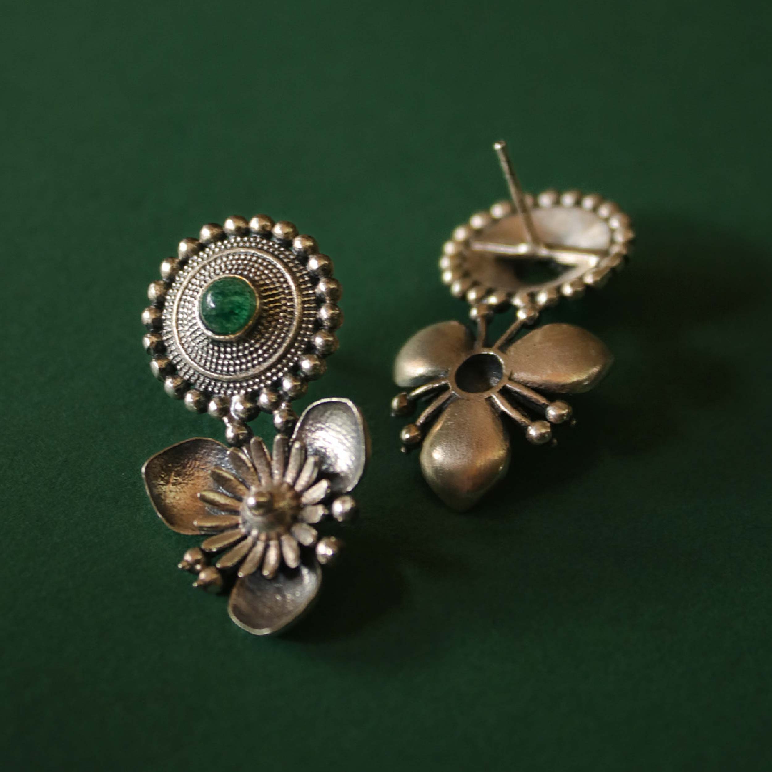 Triloki Abha Silver Stud Earrings by MOHA - Image 3