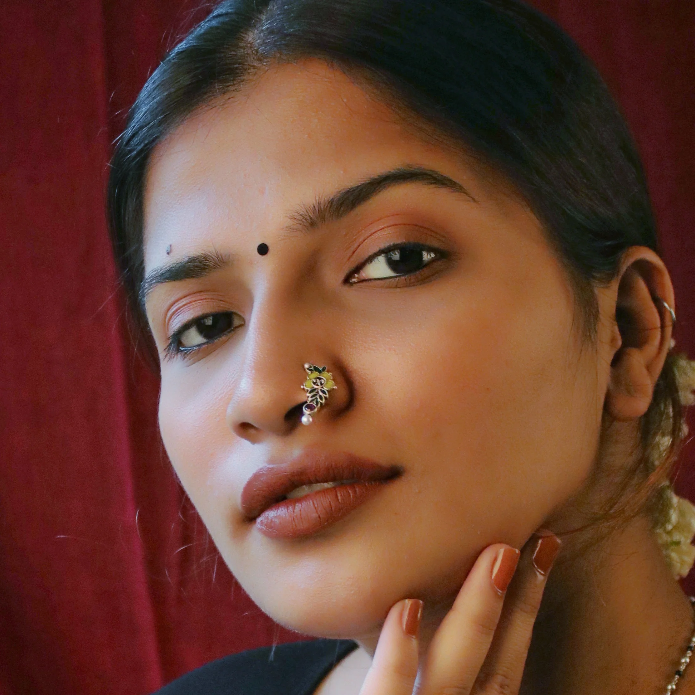 Floral Silver Nath (Clip on, Left) by MOHA - Image 4