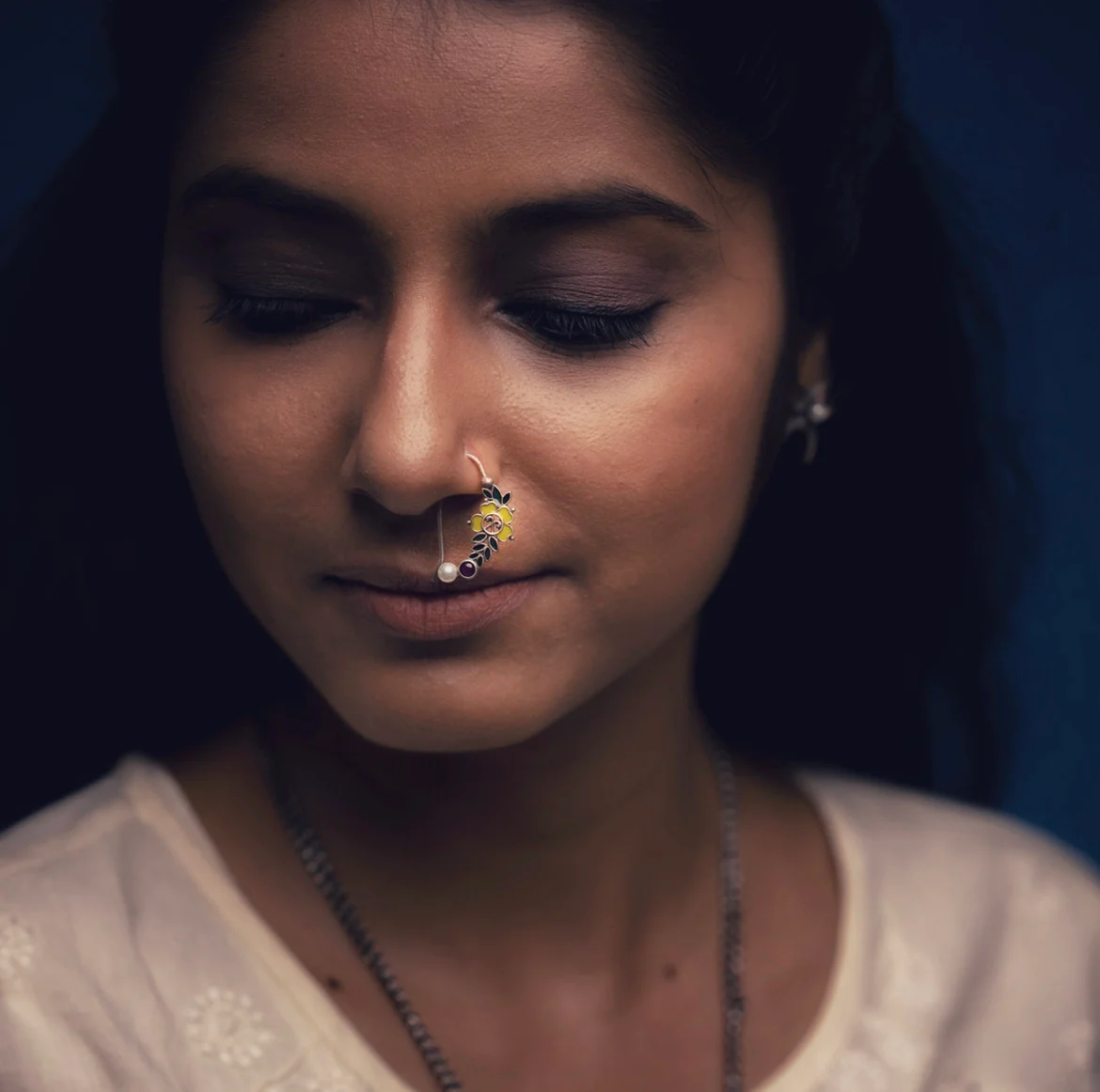 Floral Silver Nath (Pierced, Left) by MOHA - Image 3