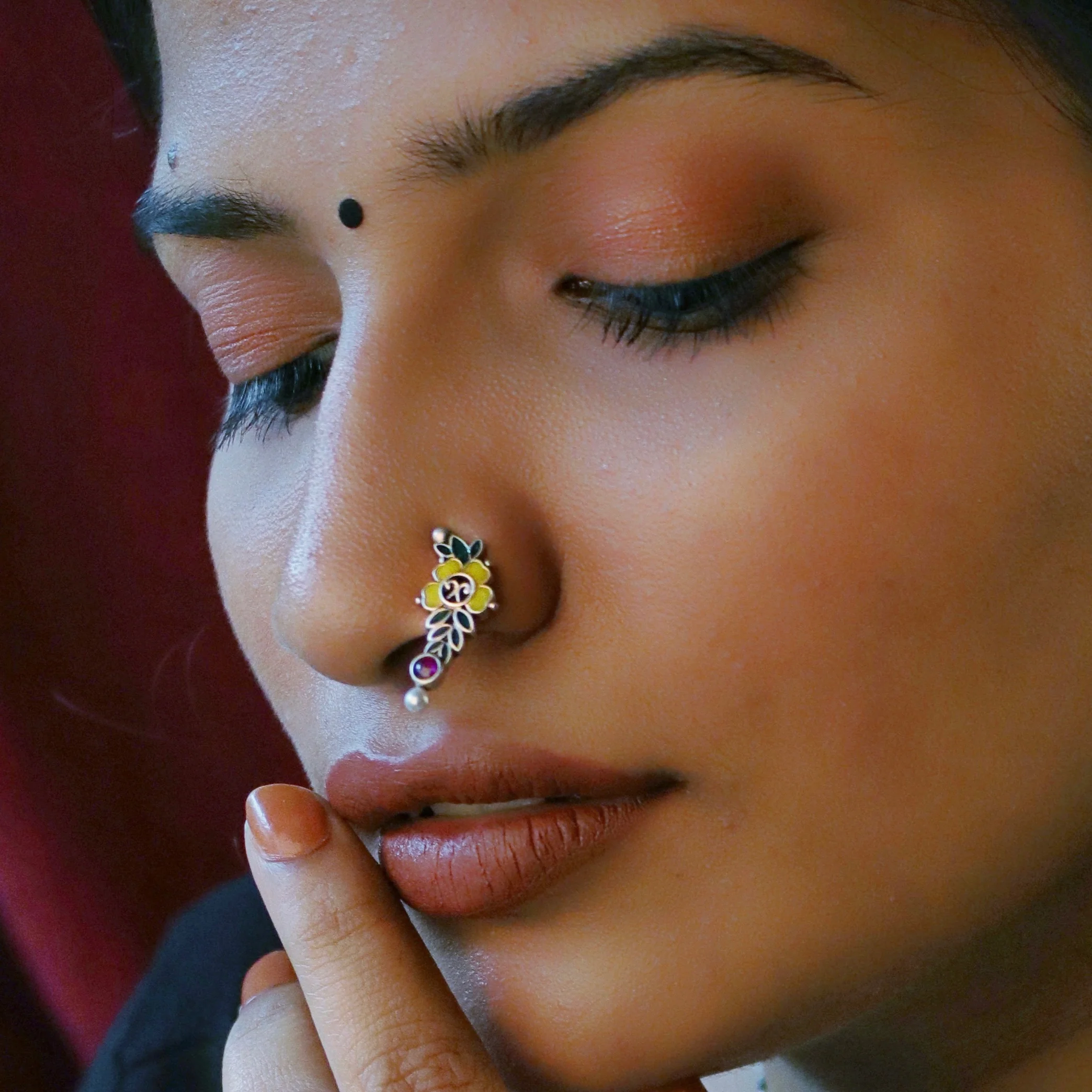 Floral Silver Nath (Pierced, Left) by MOHA - Image 4