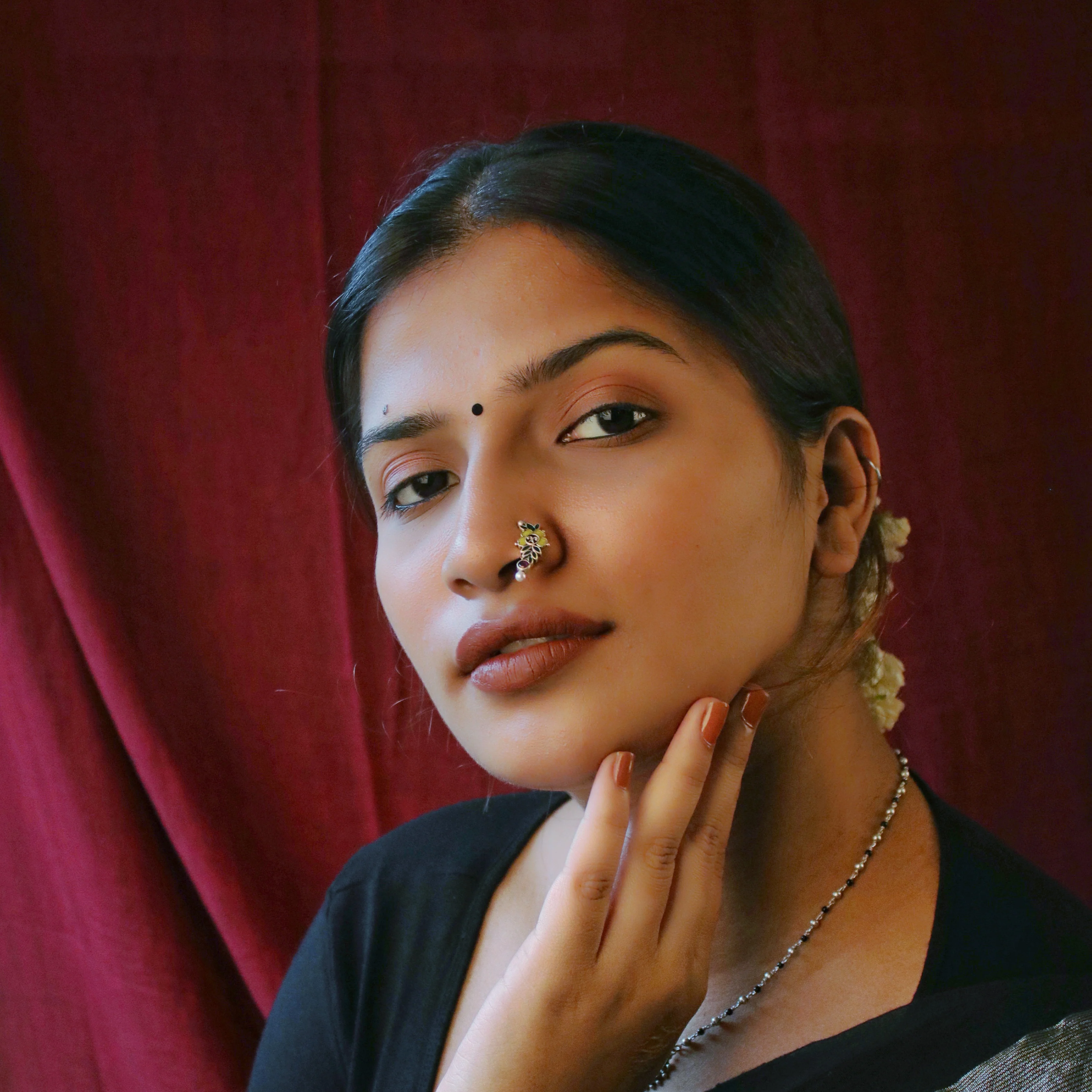 Floral Silver Nath (Pierced, Left) by MOHA - Image 5
