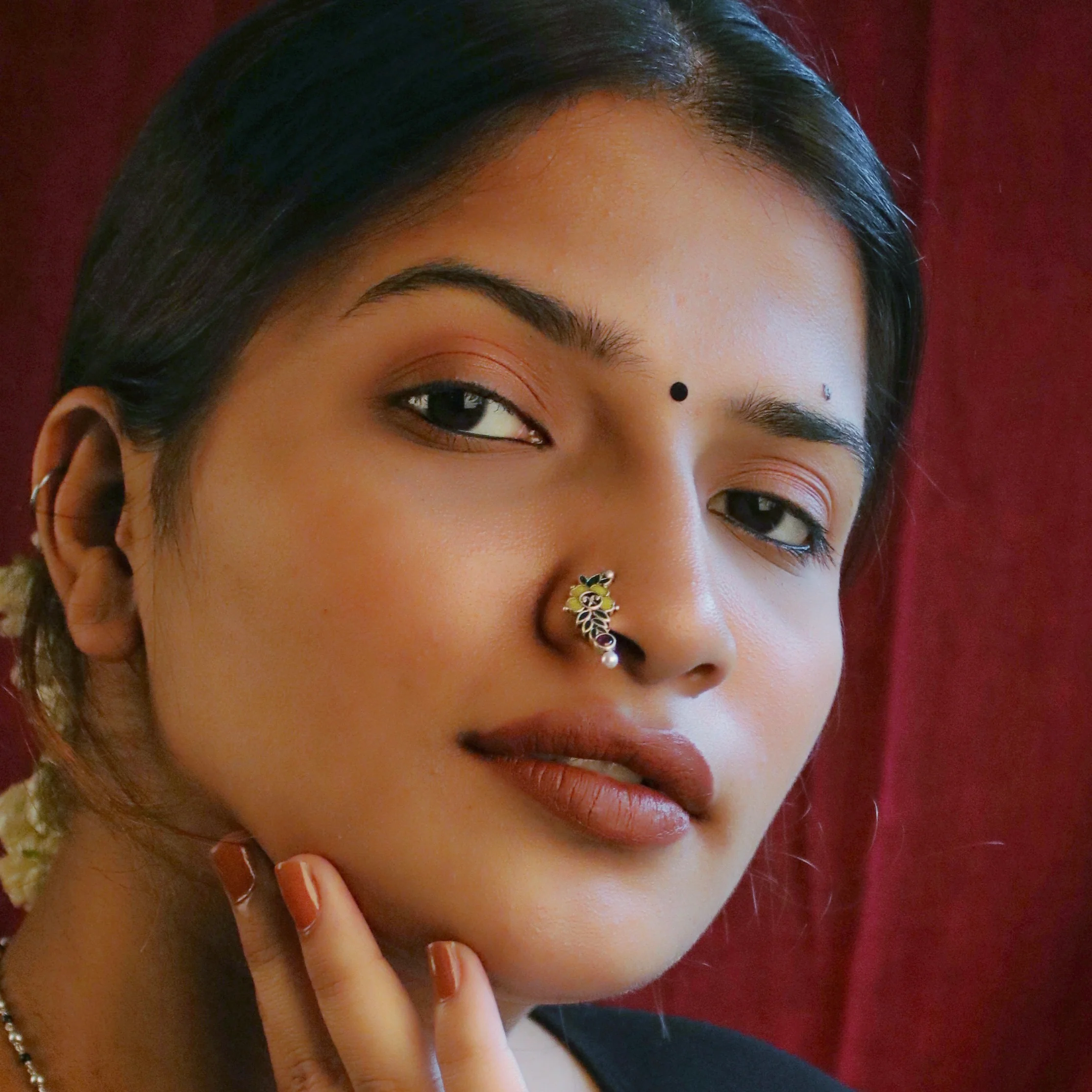 Floral Silver Nath (Pierced, Right) by MOHA - Image 3