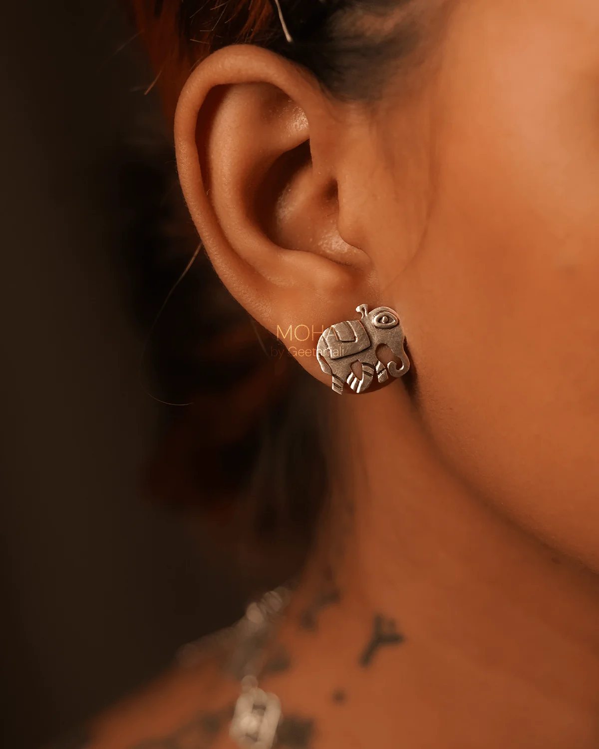 Gaja Silver Stud Earrings by MOHA - Image 3