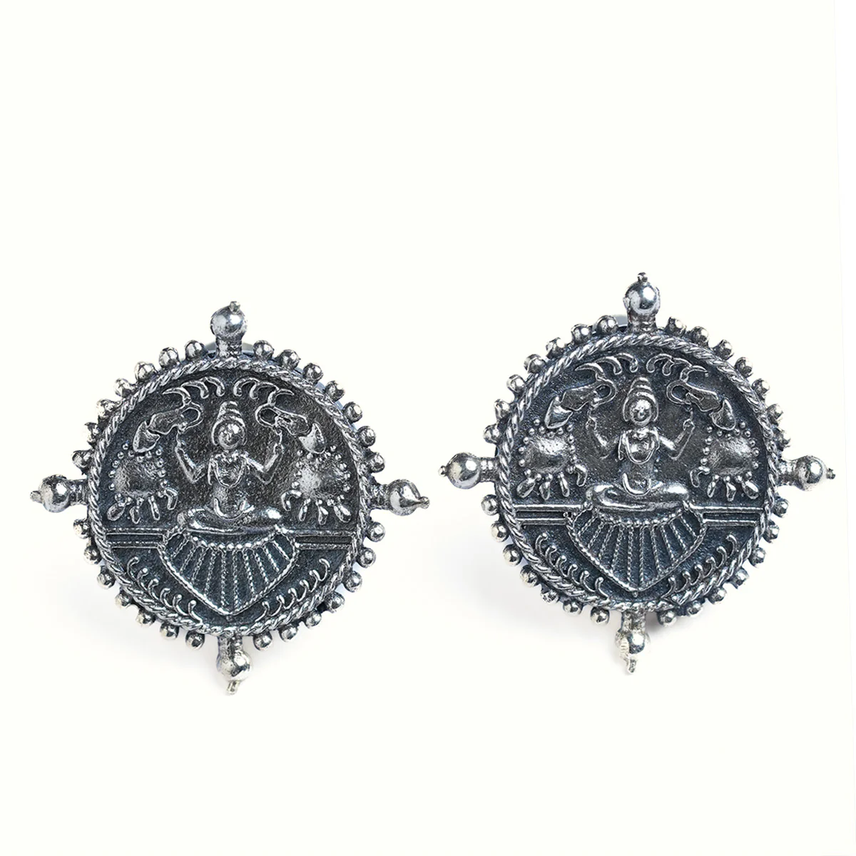 Gajalaxmi Silver Stud Earrings by MOHA - Image 3