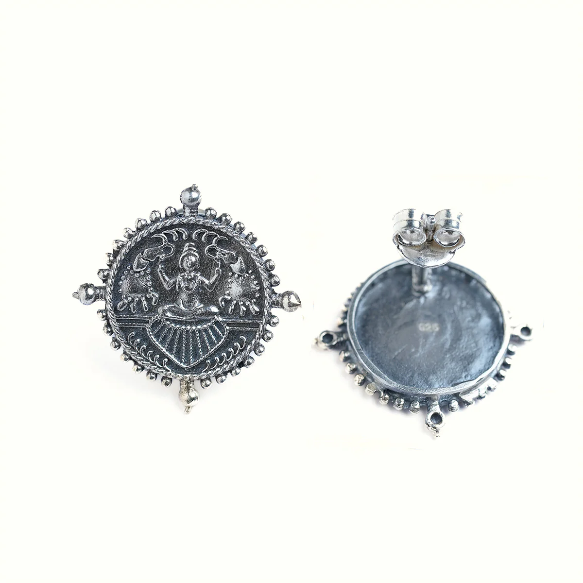 Gajalaxmi Silver Stud Earrings by MOHA - Image 5