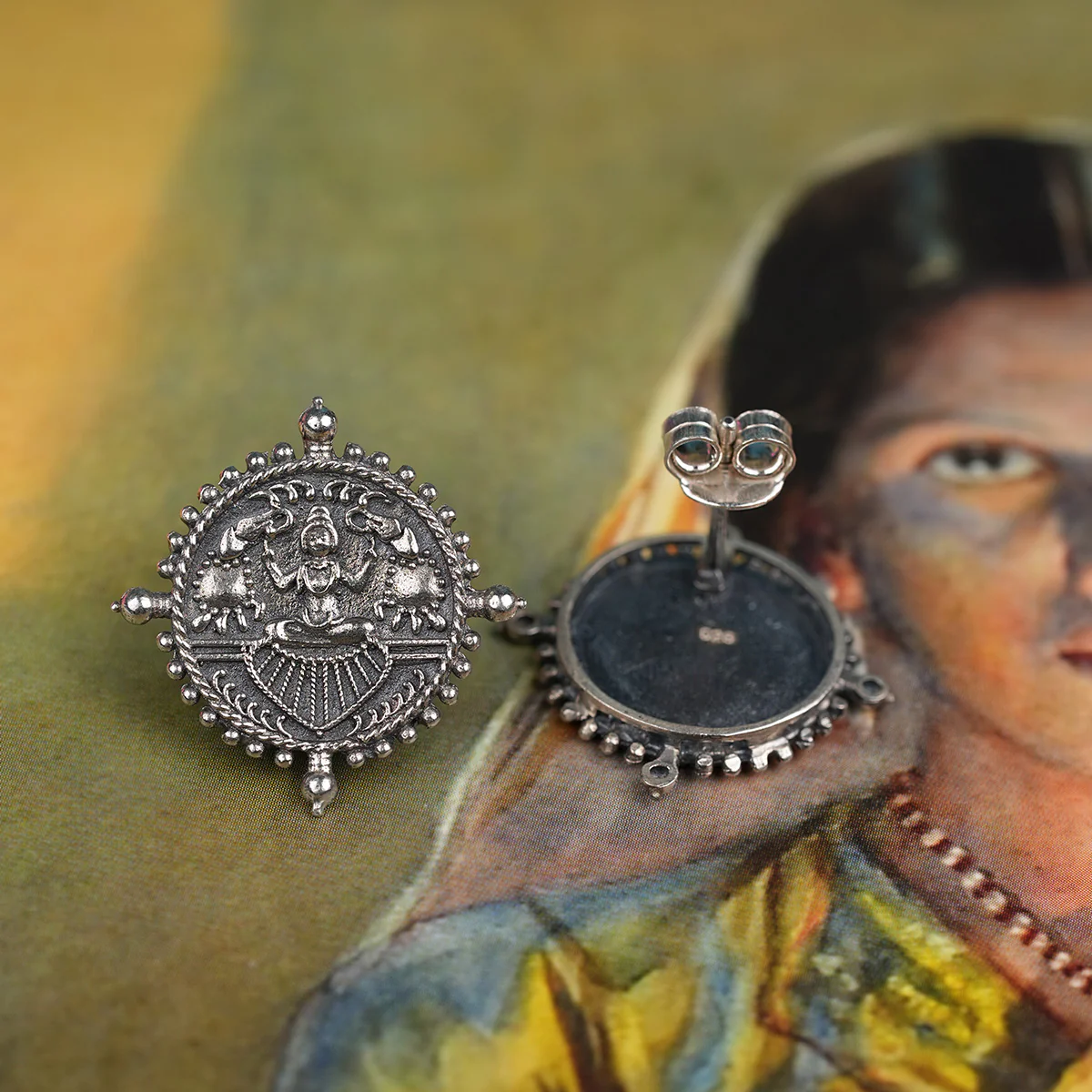 Gajalaxmi Silver Stud Earrings by MOHA - Image 6