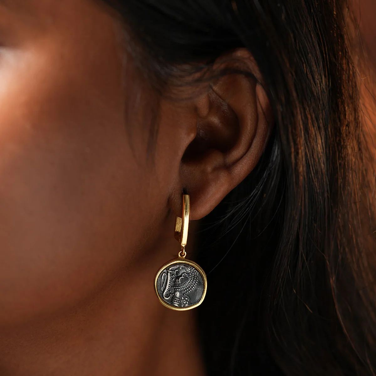 Gajapati Silver Earring Dual Toned by MOHA - Image 3