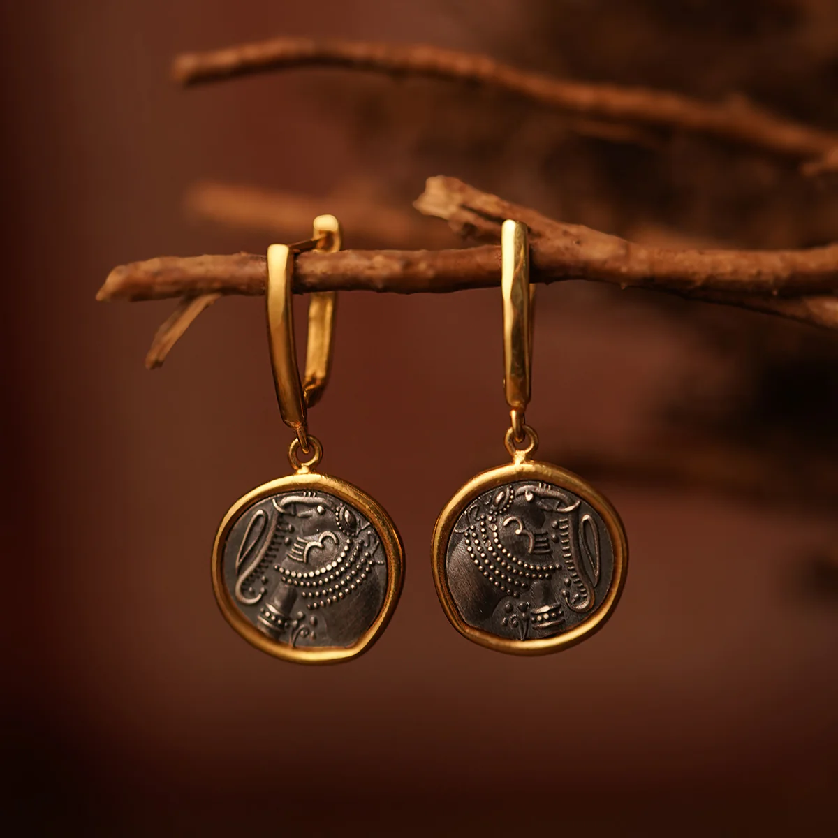 Gajapati Silver Earring Dual Toned by MOHA - Image 4