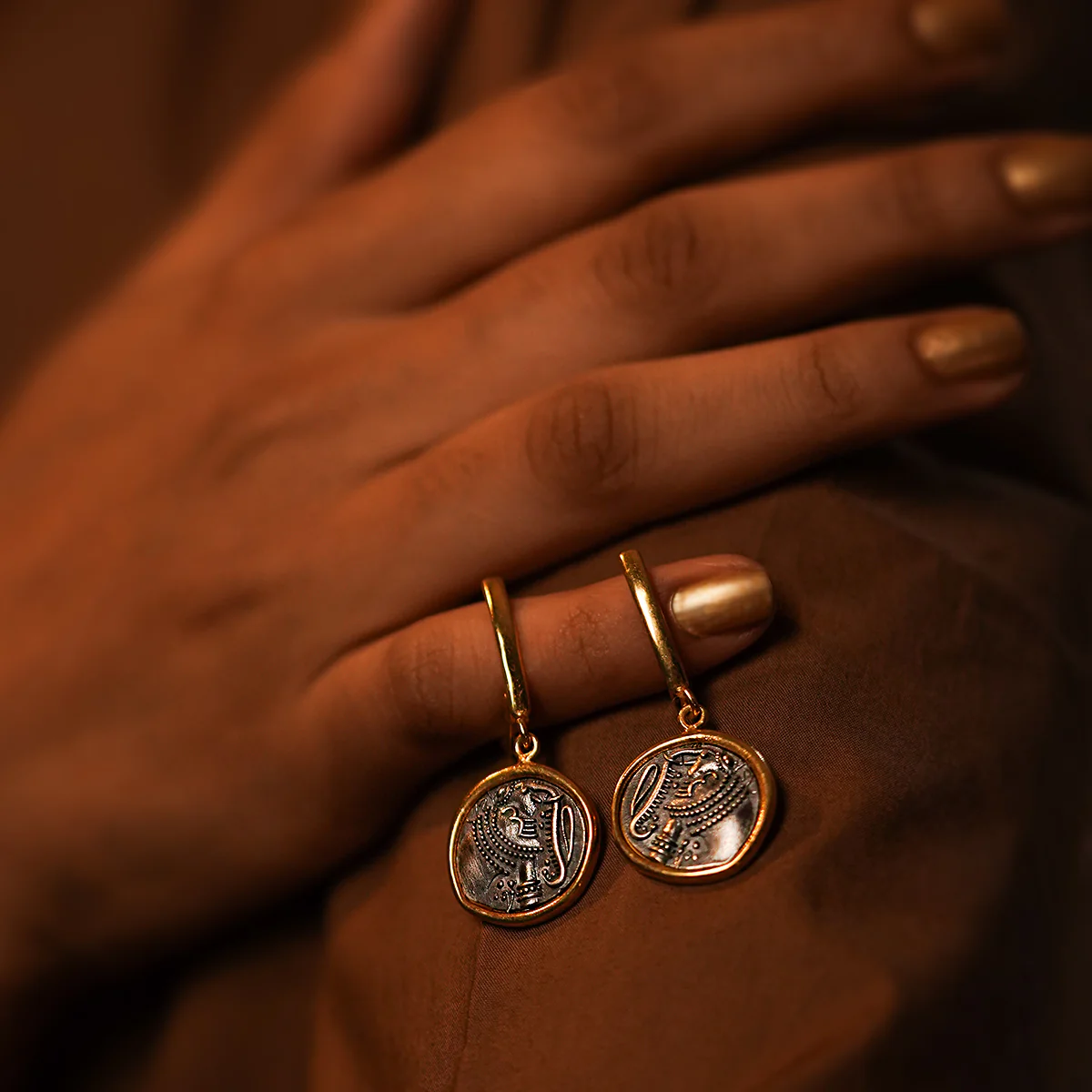 Gajapati Silver Earring Dual Toned by MOHA - Image 5