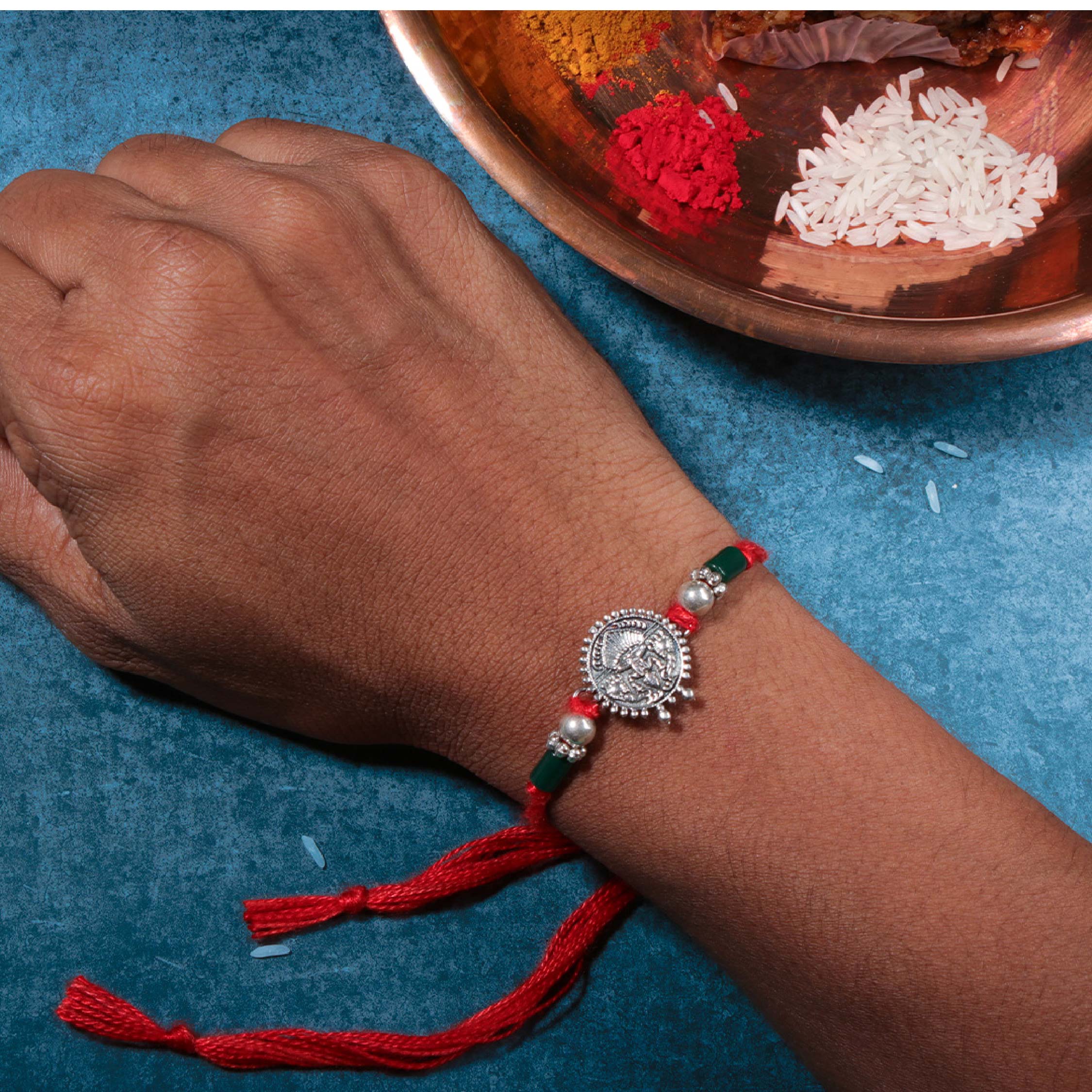 Gajlakshmi Silver Rakhi by Moha - Image 3