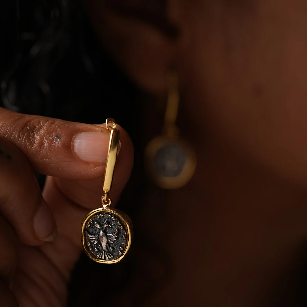 Gandaberunda Silver Earrings Dual Toned by MOHA - Image 3