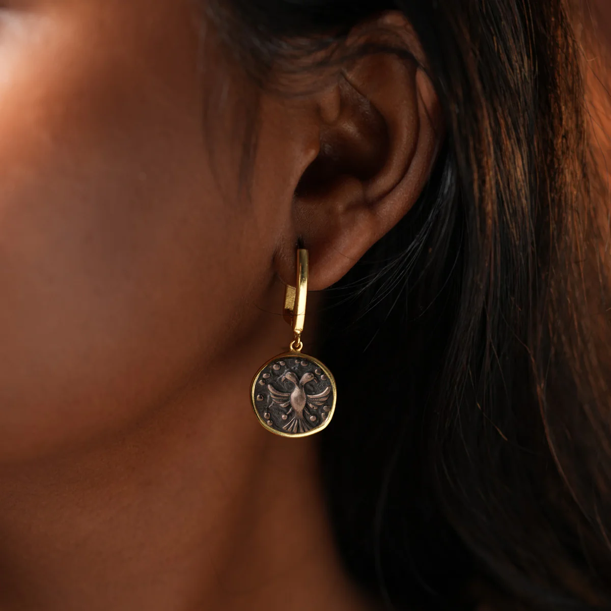 Gandaberunda Silver Earrings Dual Toned by MOHA - Image 4