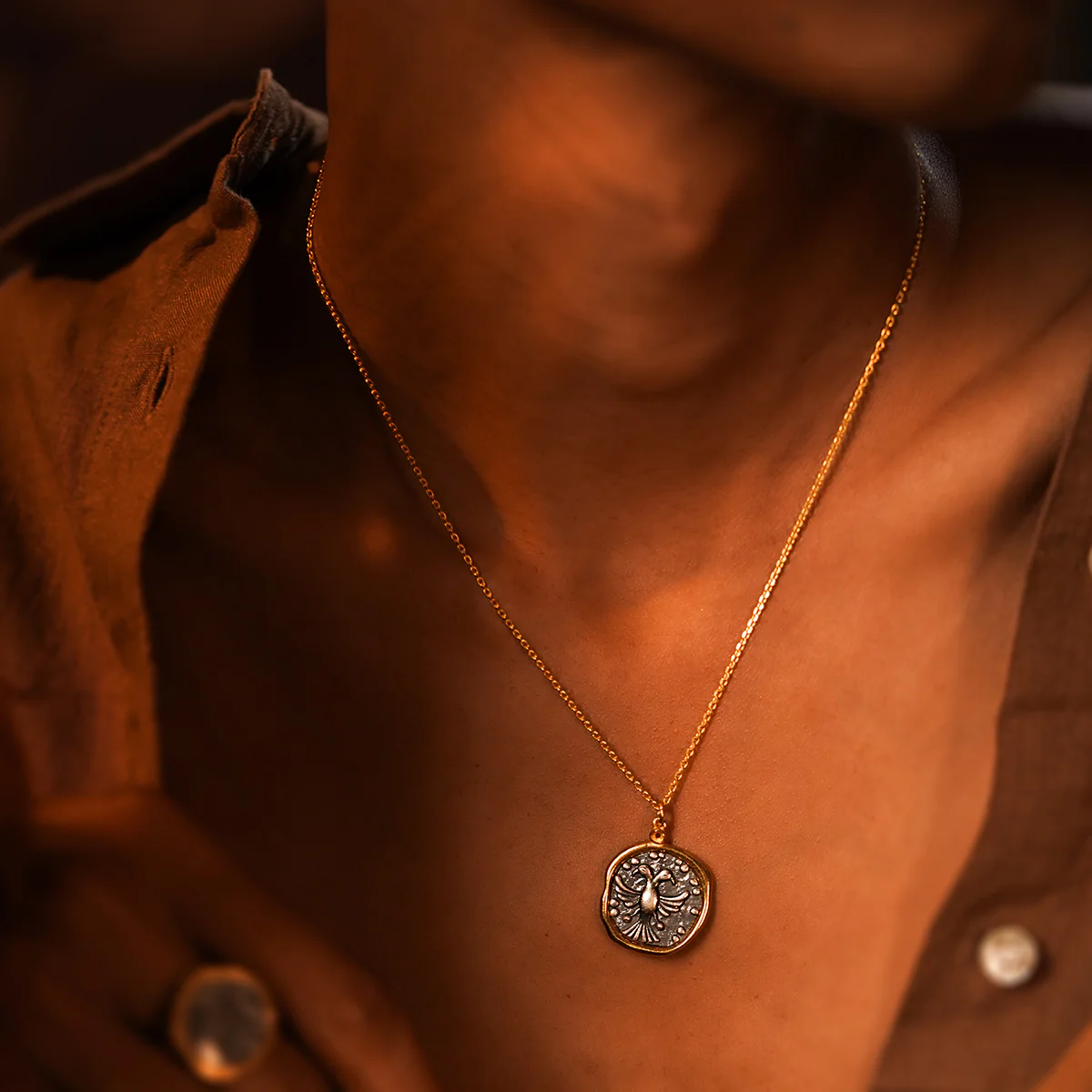 Gandaberunda Silver Pendant with Chain Dual Toned by MOHA - Image 4