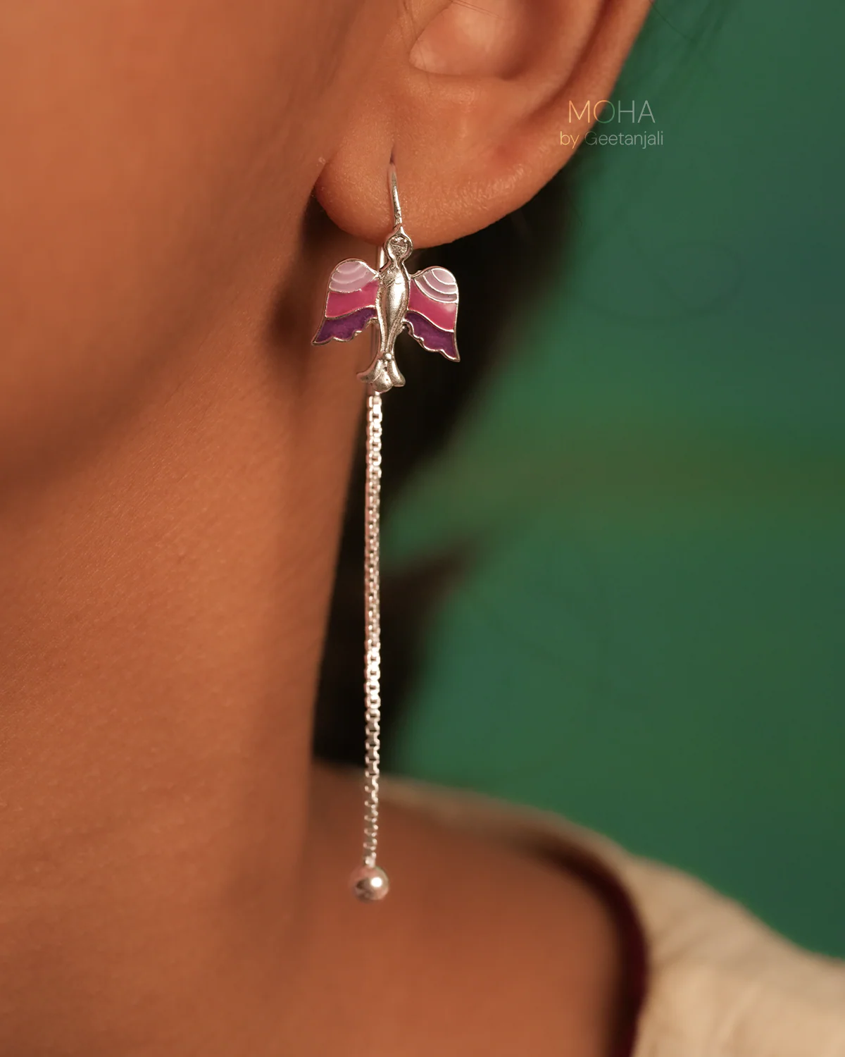 Garuda Silver Sui Dhaga Earrings by Moha - Image 5
