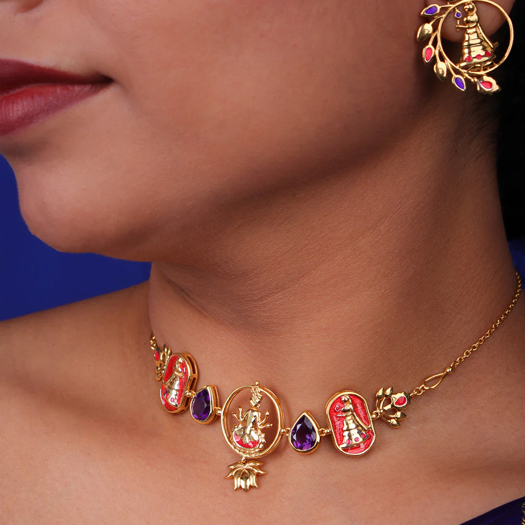 Gopi Krishna Silver Choker Necklace By Moha - Image 4