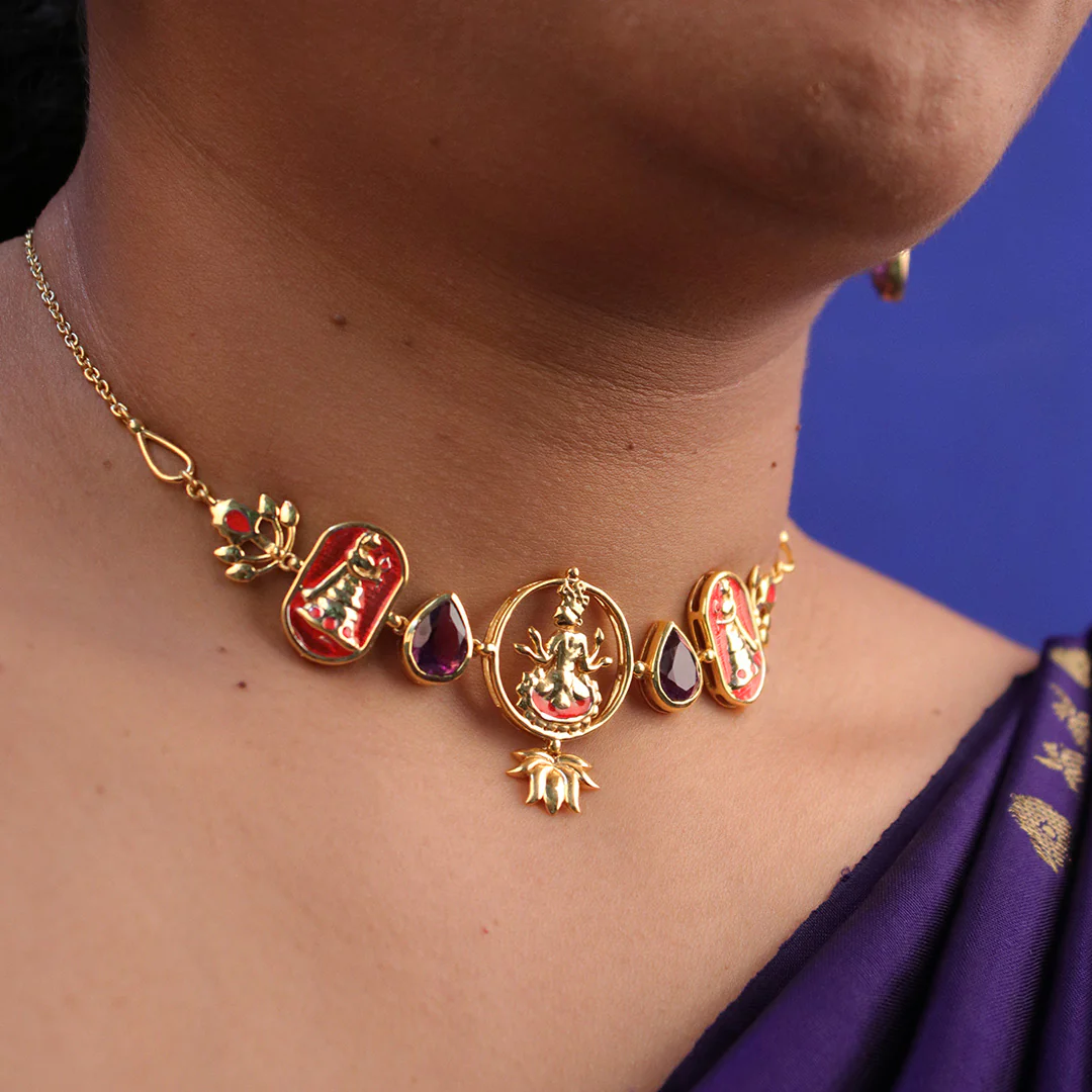 Gopi Krishna Silver Choker Necklace By Moha - Image 5