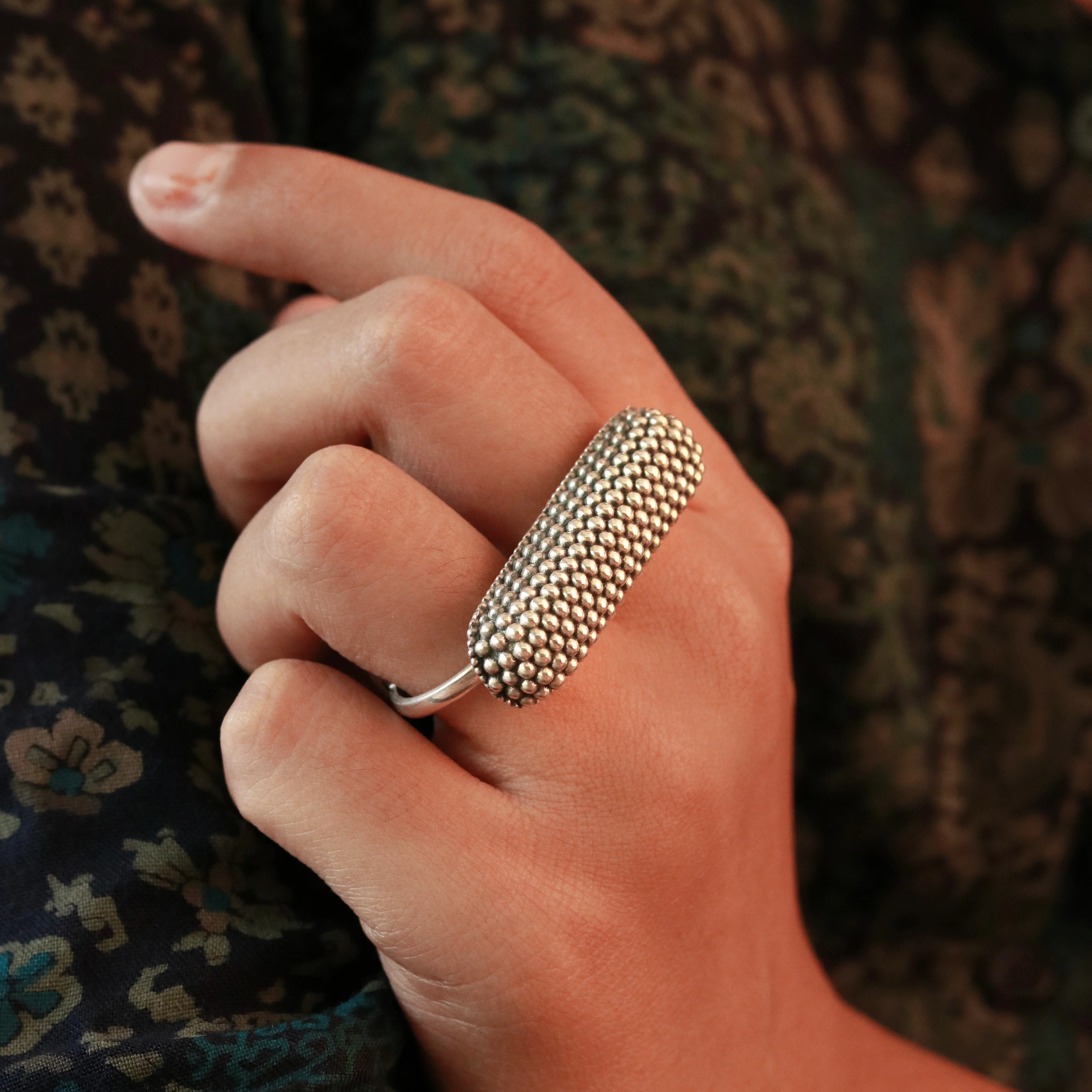 Granules In Joint Silver Finger Ring by MOHA - Image 4