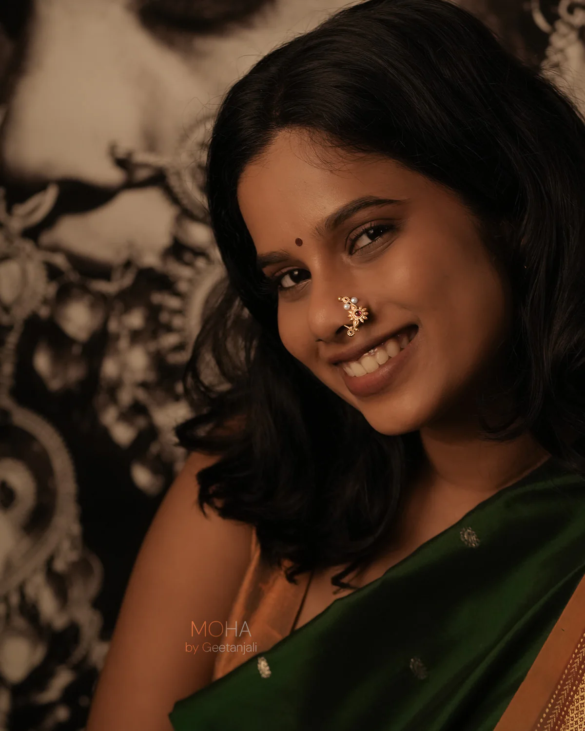 Gul Silver Nath Gold Plated (Clip on, Left) by MOHA - Image 4