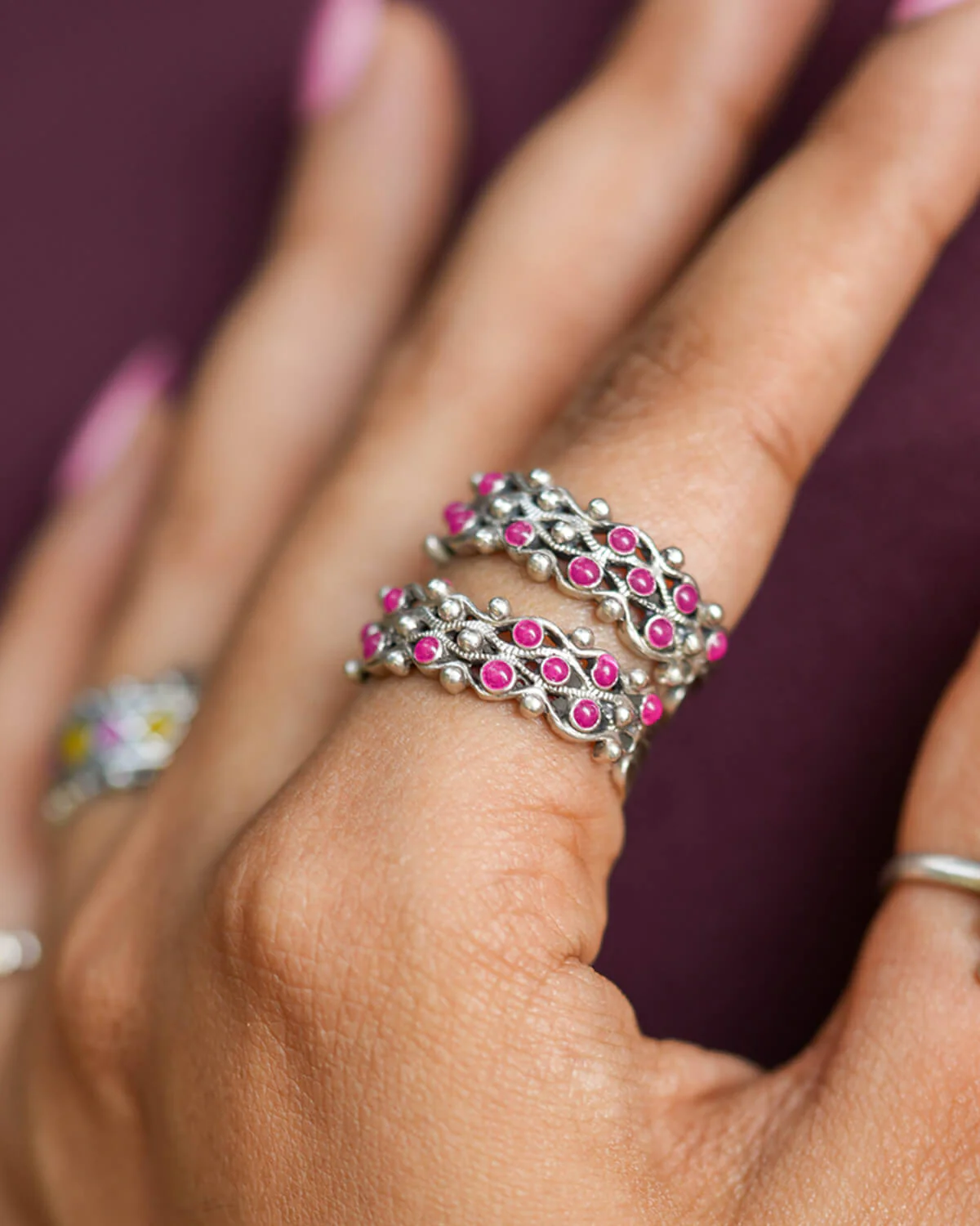 Gulaabo Silver Finger Ring by Moha - Image 3